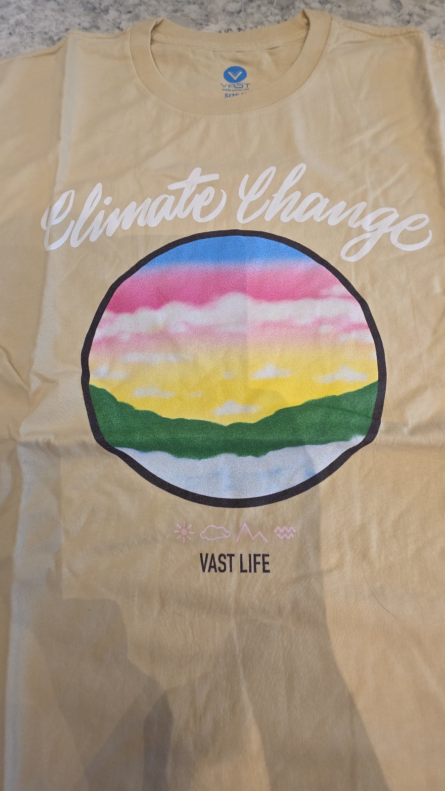 Vast Life – Men’s – Climate Change – 100% Cotton T-Shirt Size: Medium NWT