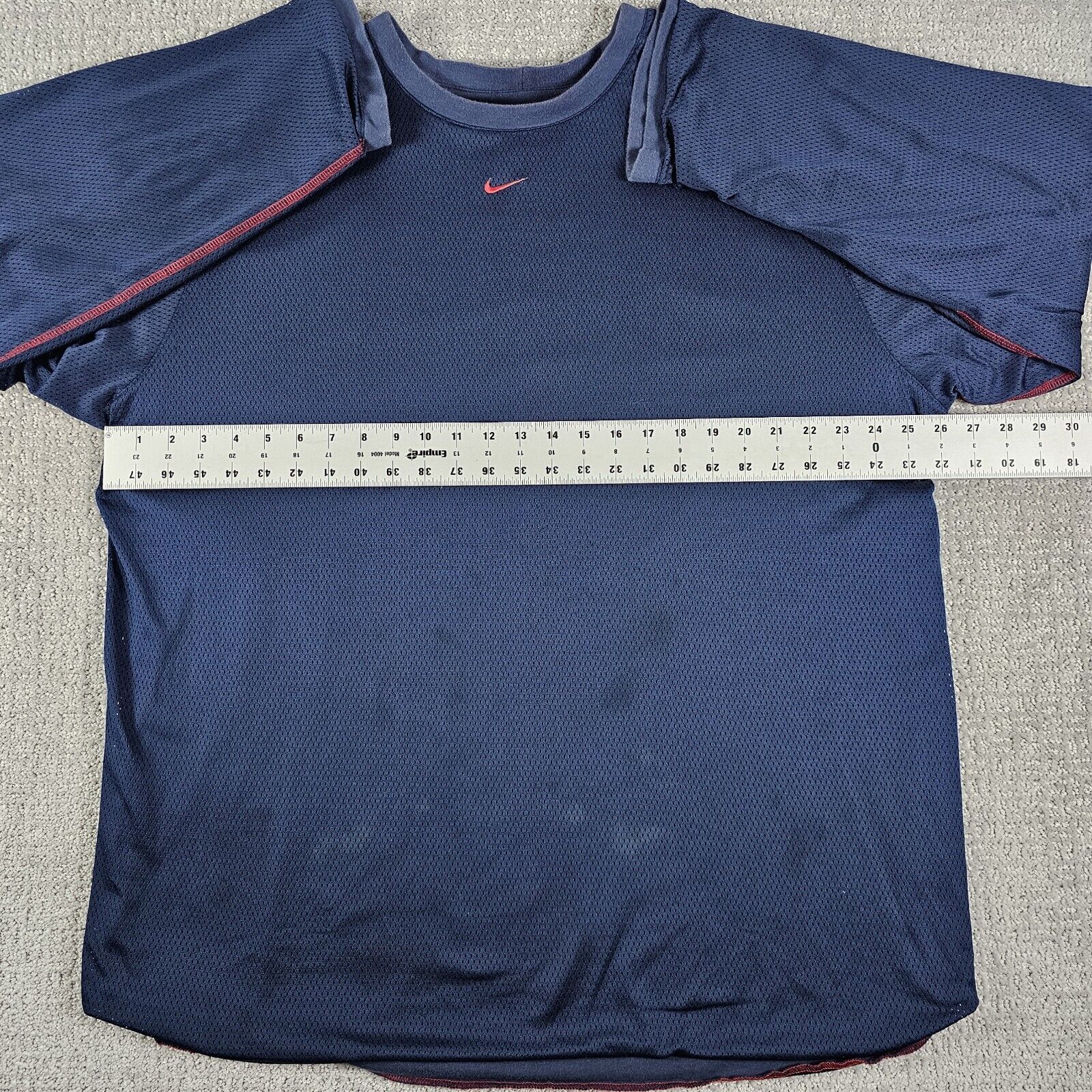 VTG Nike Reversible Long Sleeve Shirt Mens XL Blue Center Swoosh Y2K Spellout