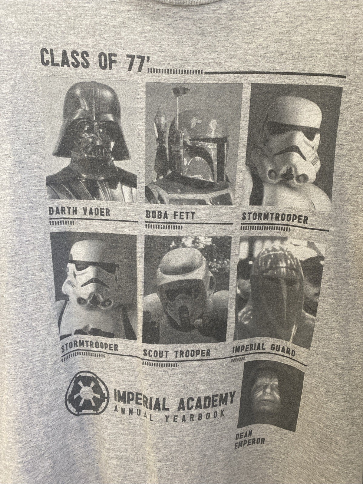 Star Wars Imperial Academy Class Of 77 Graphic T-Shirt Mens Gray Medium Casual