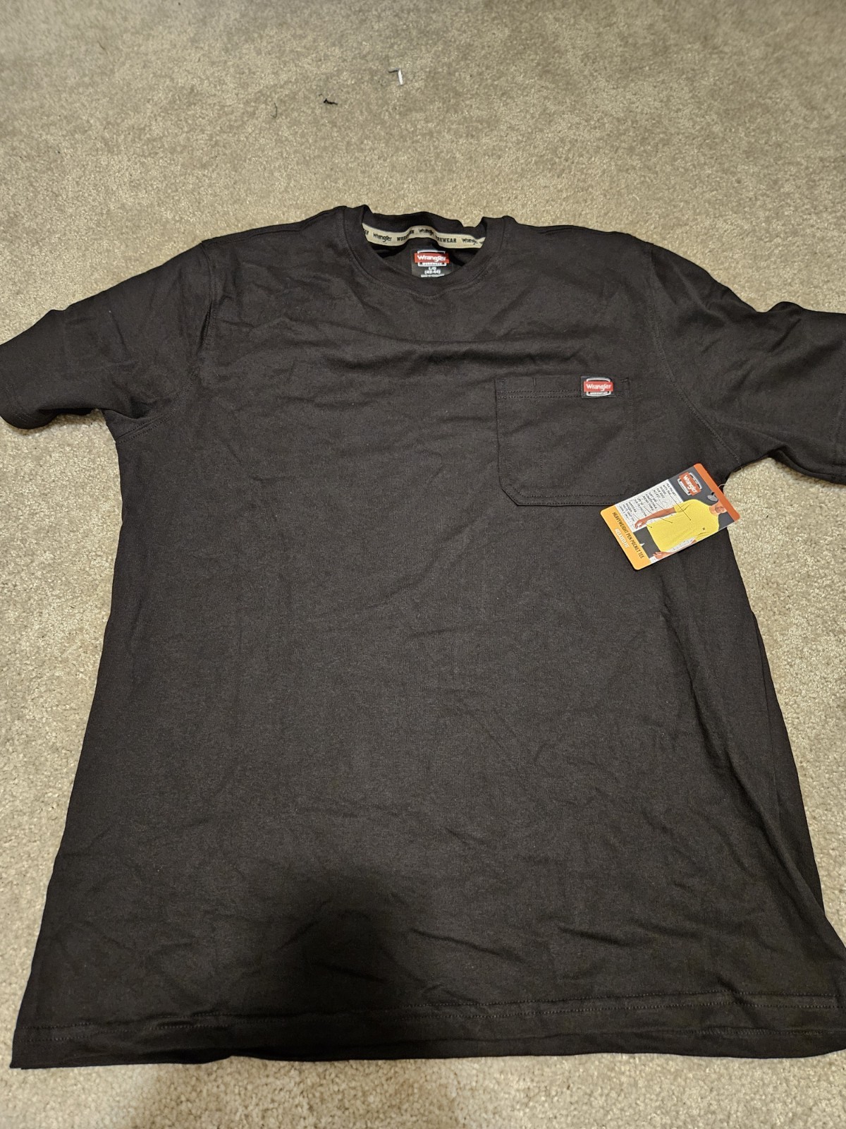Wrangler Workwear Men’s Black Solid Heavyweight Pen Pocket Crew Tee Size L