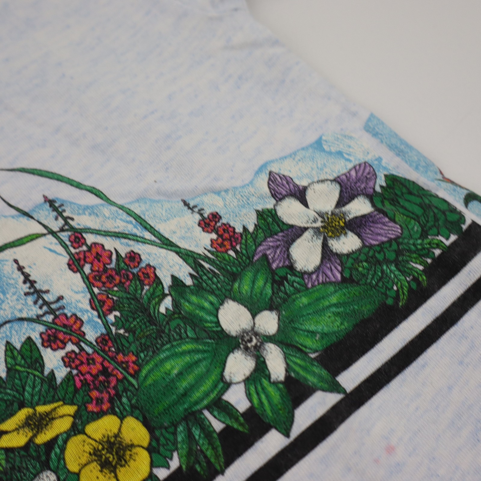 Vtg Hummingbird Habitat Nature T Shirt Mens Large Floral USA Tee Single Stitch