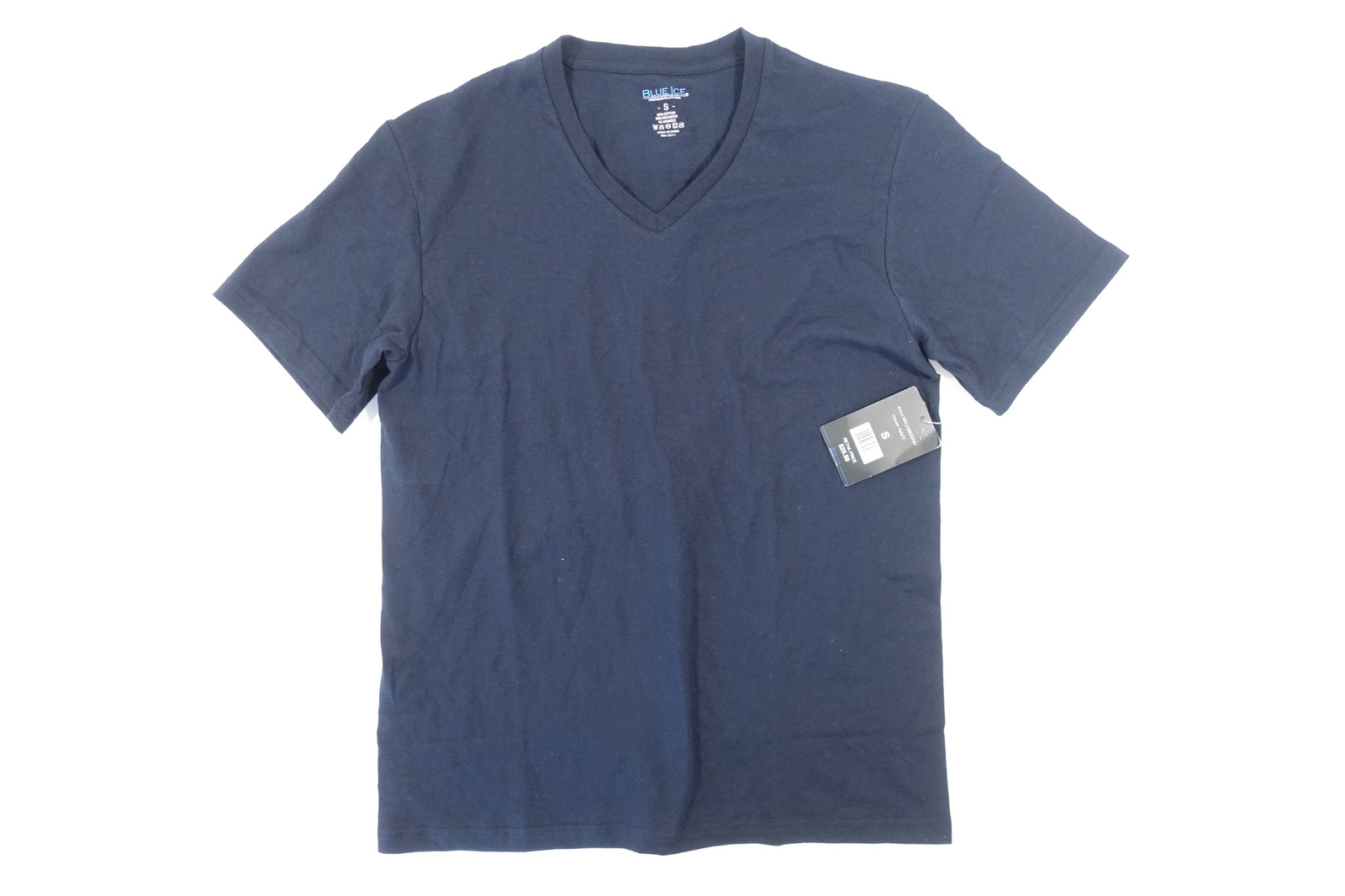 BLUE ICE CLOTHING DARK NAVY BLUE SMALL STRETCH VNECK TEE TSHIRT MENS NWT NEW