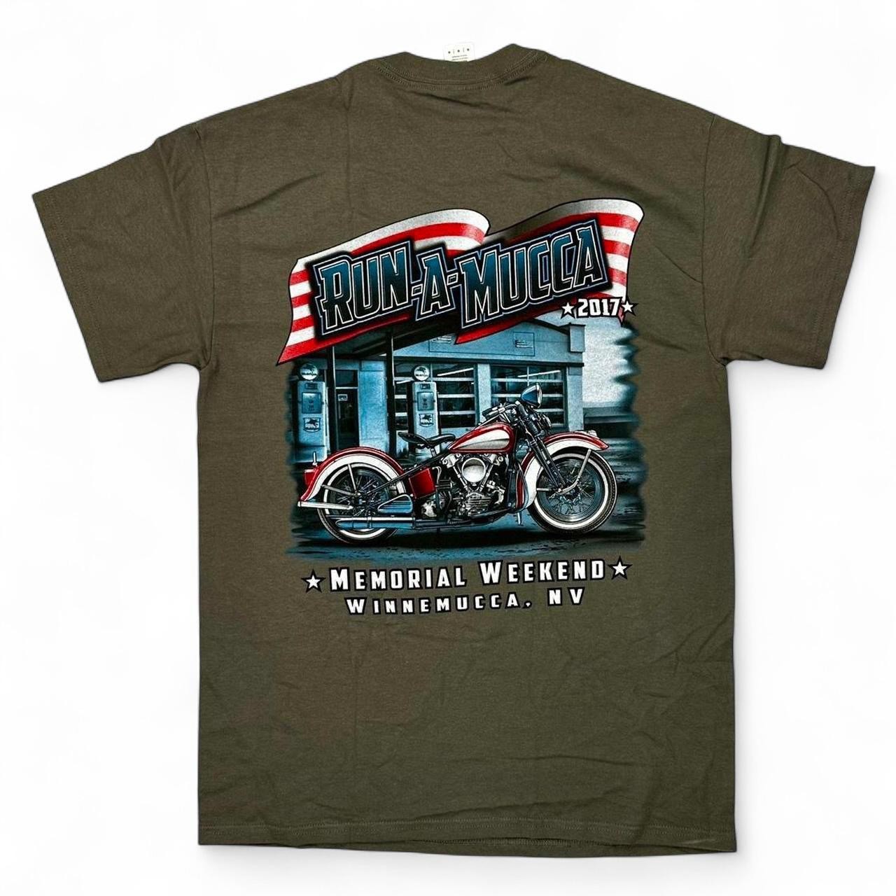 Deadstock Run A Mucca 2017 Motorcycle Rally Graphic T Shirt Gildan Mens M