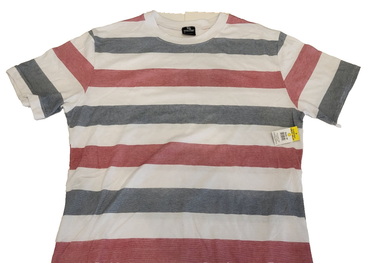 Lot 2 Mens Medium Striped T Shirts NWT Revolution George Red Blue White