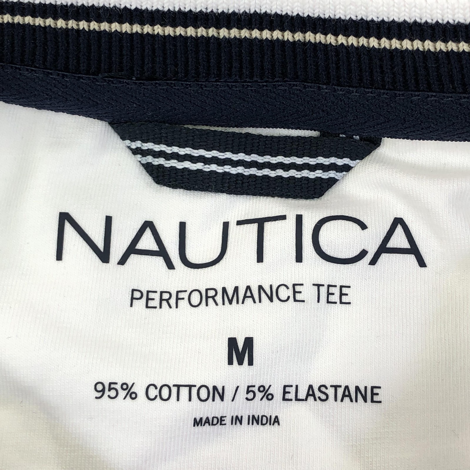 Nautica Shirt Mens Medium White Sail Logo Pocket Tee Tagless Ringer Nautical