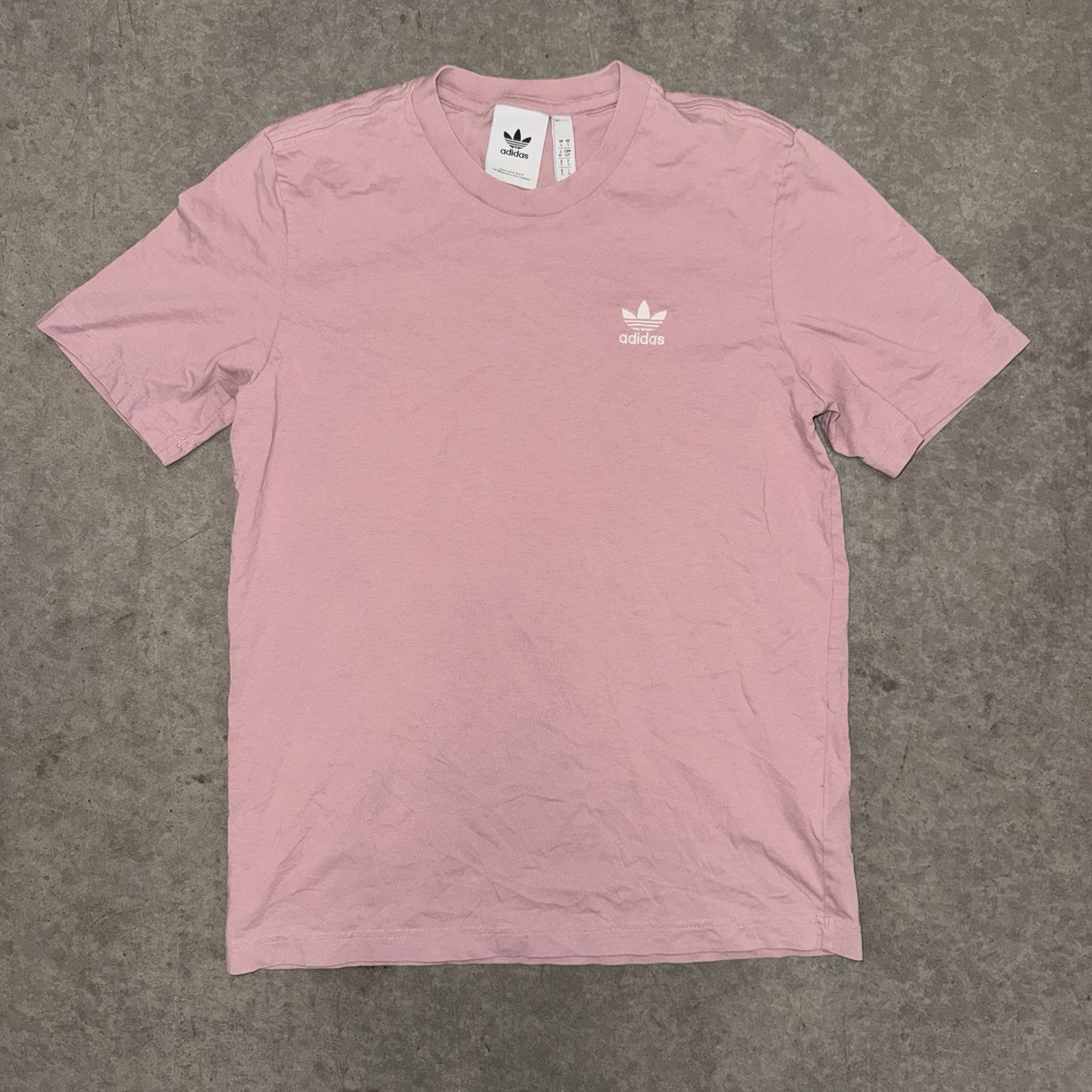 (Size S) Adidas Originals Mens Pink Trefoil Essentials Short Sleeve T-Shirt
