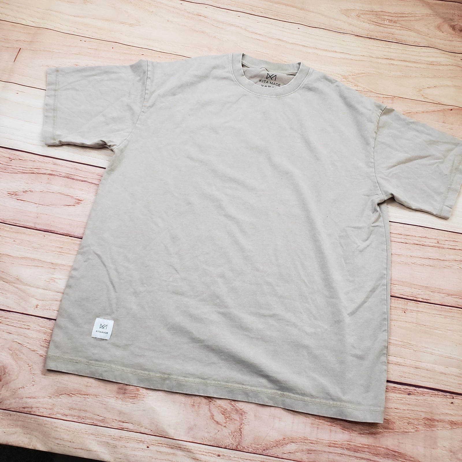 Kita Made Shirt Mens Large Beige Crewneck Let It Different Minimalist