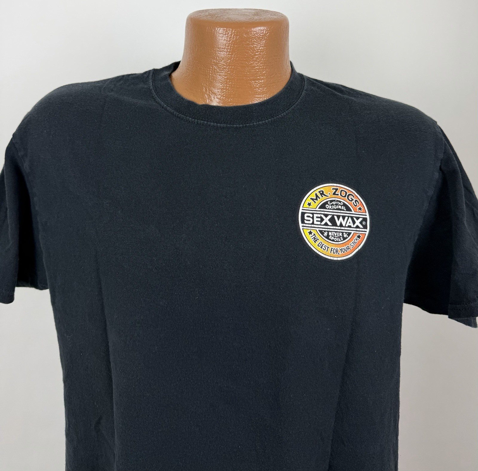 Mr Zogs Sex Wax Shirt Mens Medium Surfer T-shirt Surf Skate Beach Black Tee