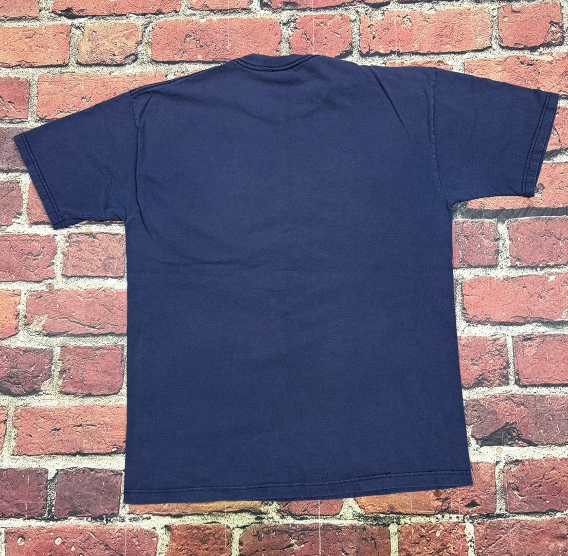 Vintage Walmart Smiley Face Fireworks Graphic Navy Blue T Shirt 2000 Medium USA