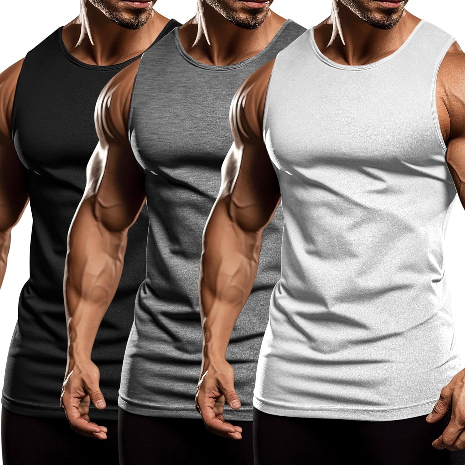 Men’s Tank Tops Vest Sleeveless Gym Workout Bodybuilding Fitness Muscle T-Shirts
