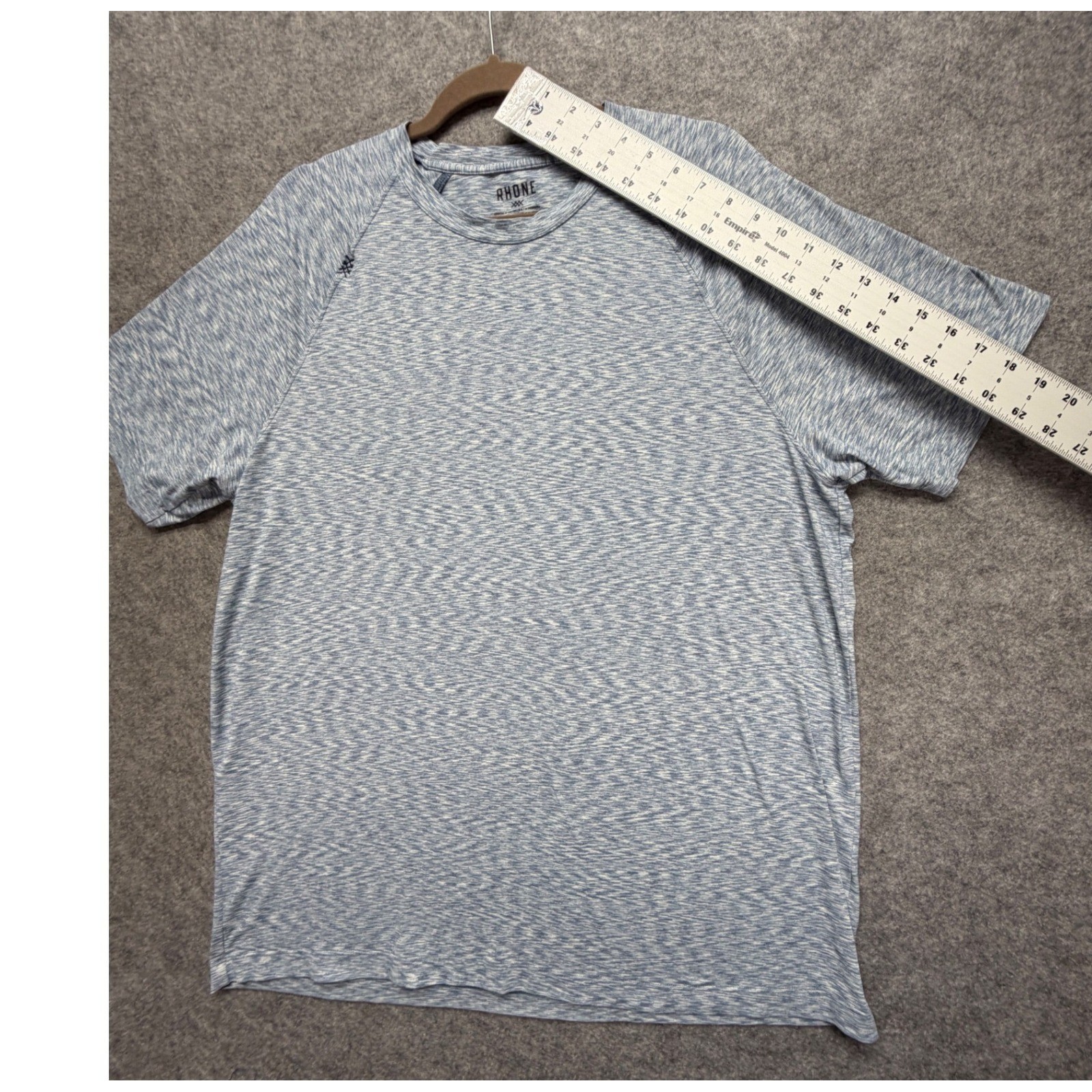 Rhone Reign Short Sleeve Training Tee Mens XL Blue Space Dye Heather Athletic