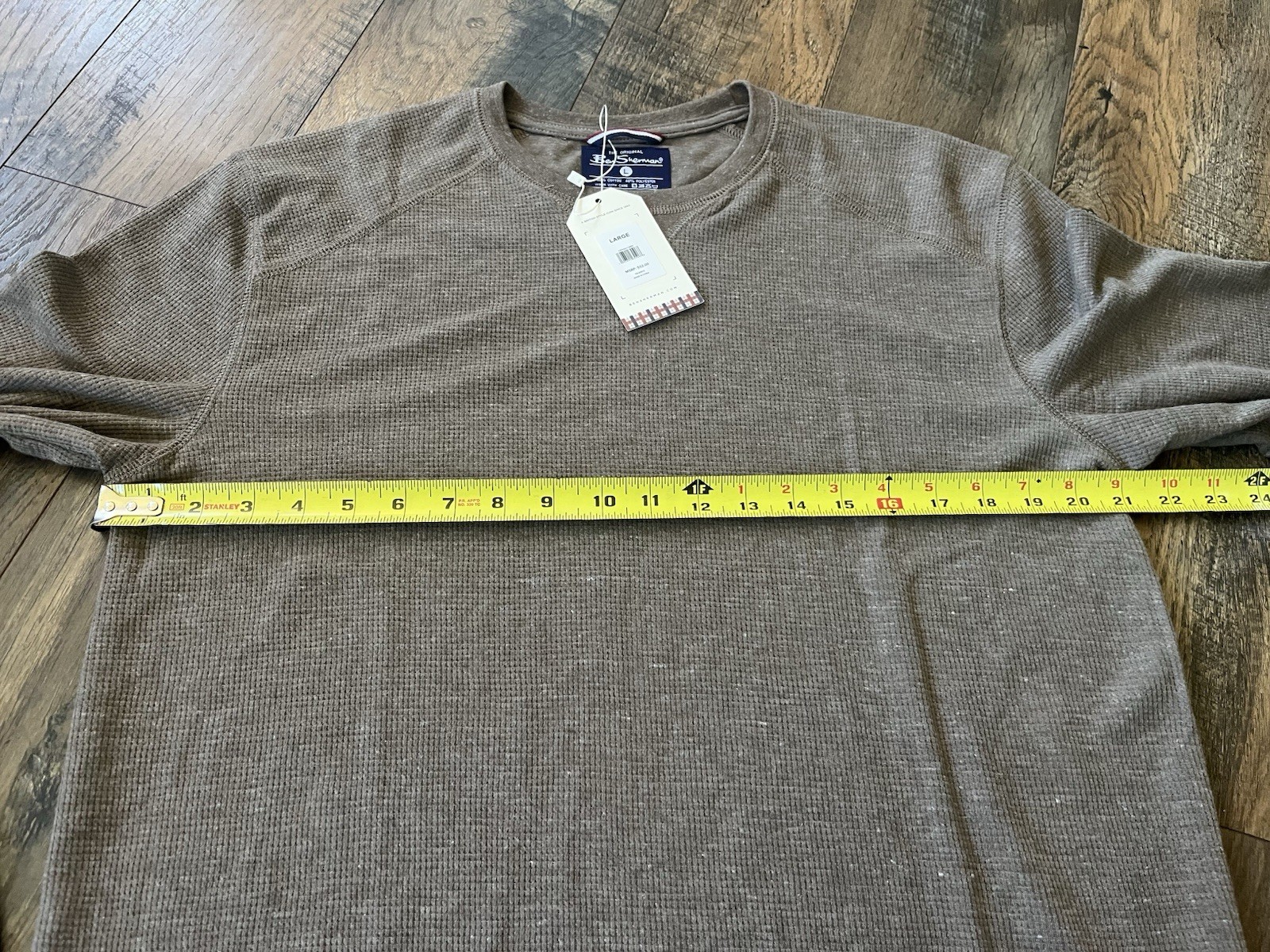 Men Ben Sherman Thermal Waffle-Knit Long Sleeve Brown Shirt Loungewear NWT $52 L