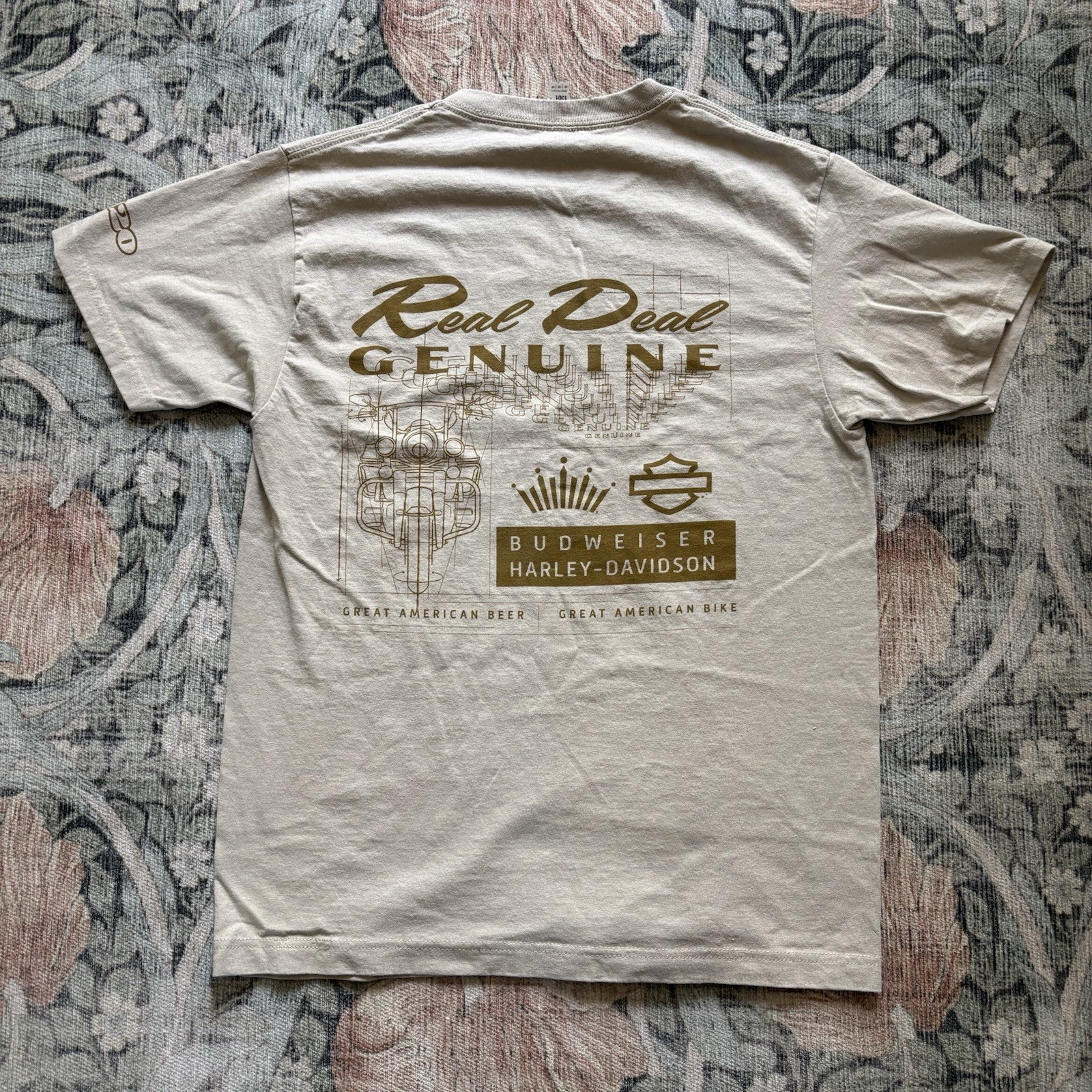 Budweiser Harley-Davidson 120 Year T-Shirt Medium Beige Beer Bikes