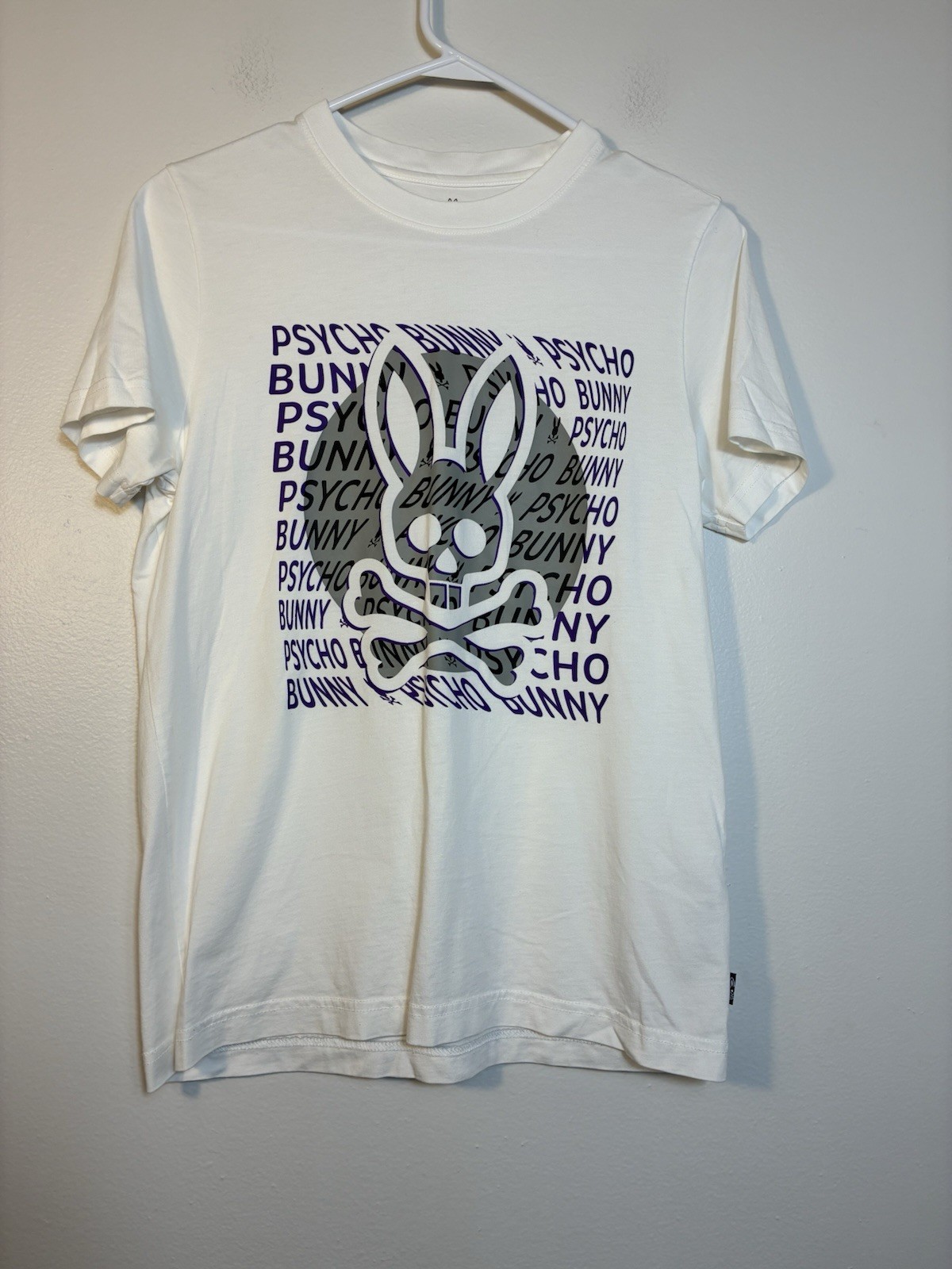 Psycho Bunny Crew Neck Graphic Tee Men’s Sz 3 US XS White 100% Pima Cotton