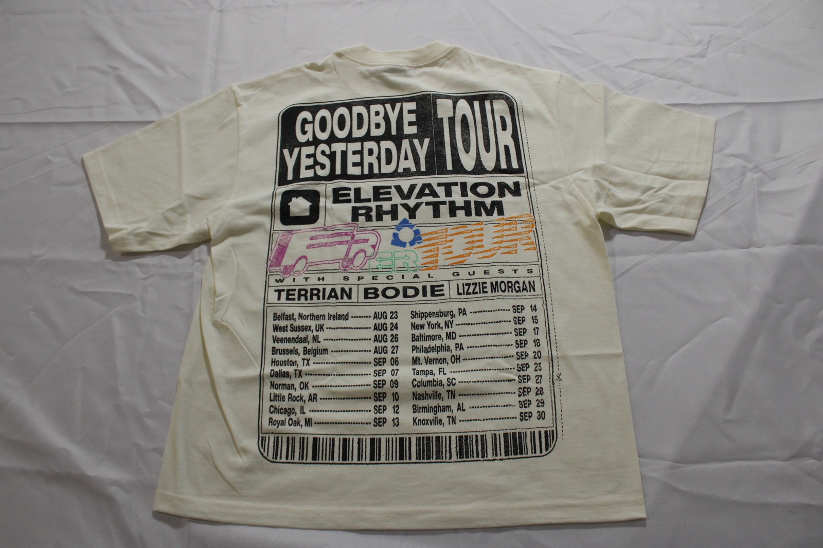 Elevation Church Unisex Adult’s Goodbye Yesterday Tour T-Shirt EH6 Beige Large