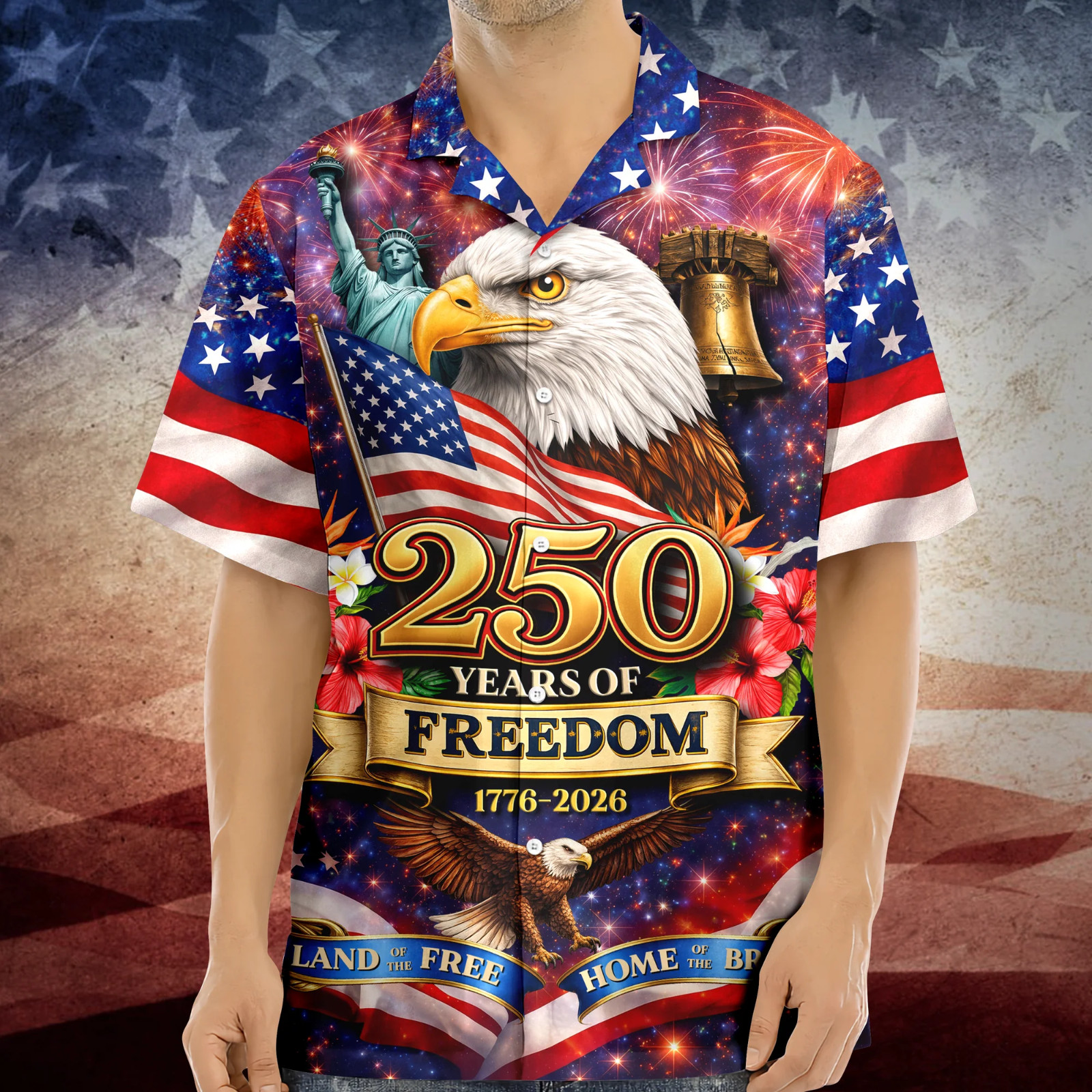 America 250th Anniversary Hawaiian Shirt, 250 Years Of Freedom Button Shirt