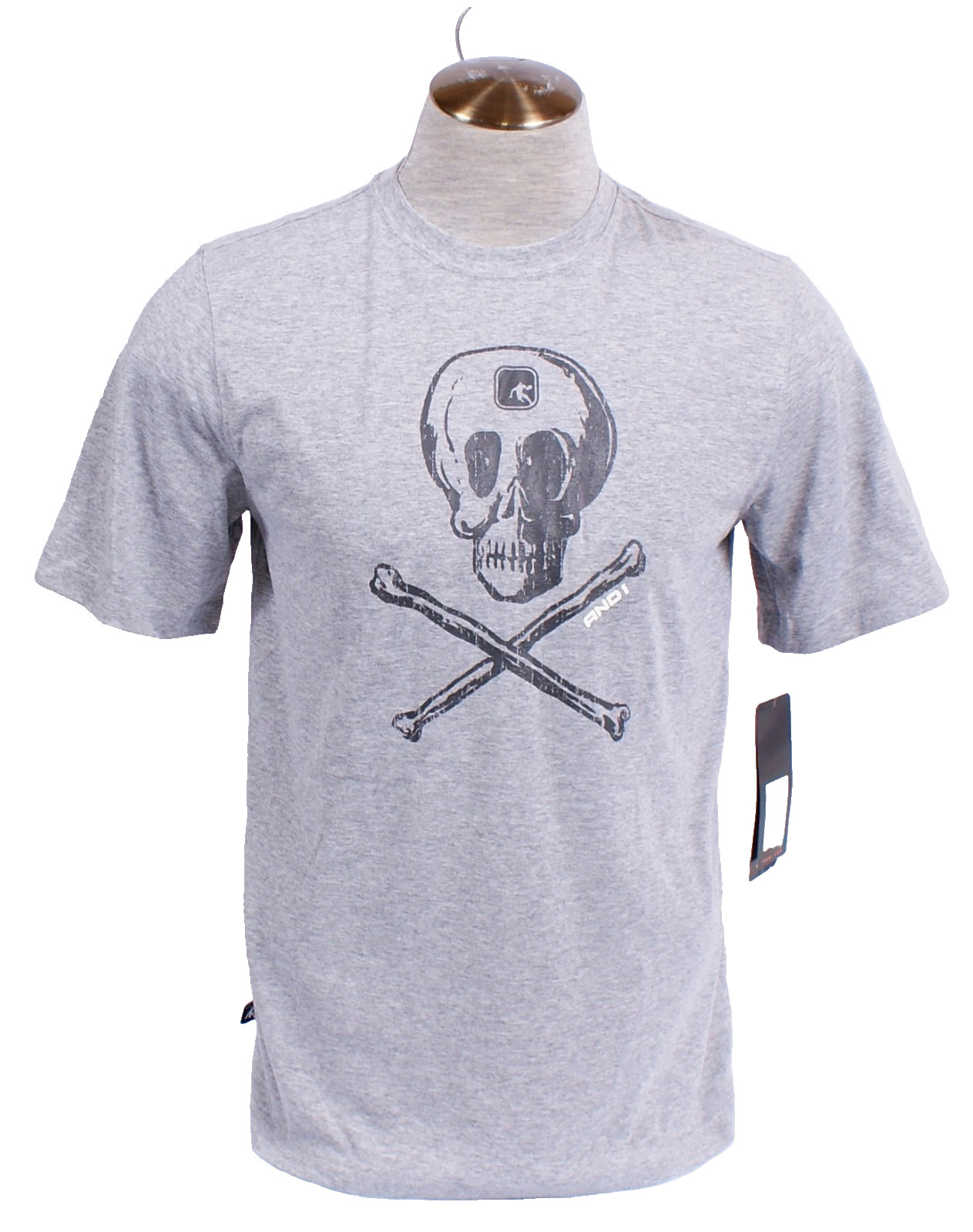 AND1 Men’s S Gray Skull & Bones Short Sleeve T-Shirt Play at Your Own Risk