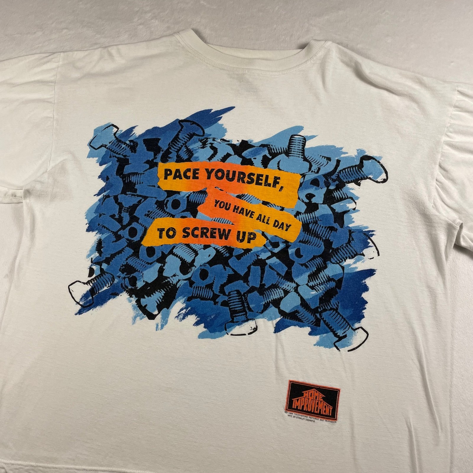 Vtg 90s Home Improvement Tee XL White Tool Screw Up Stanley Desantis TV Show USA