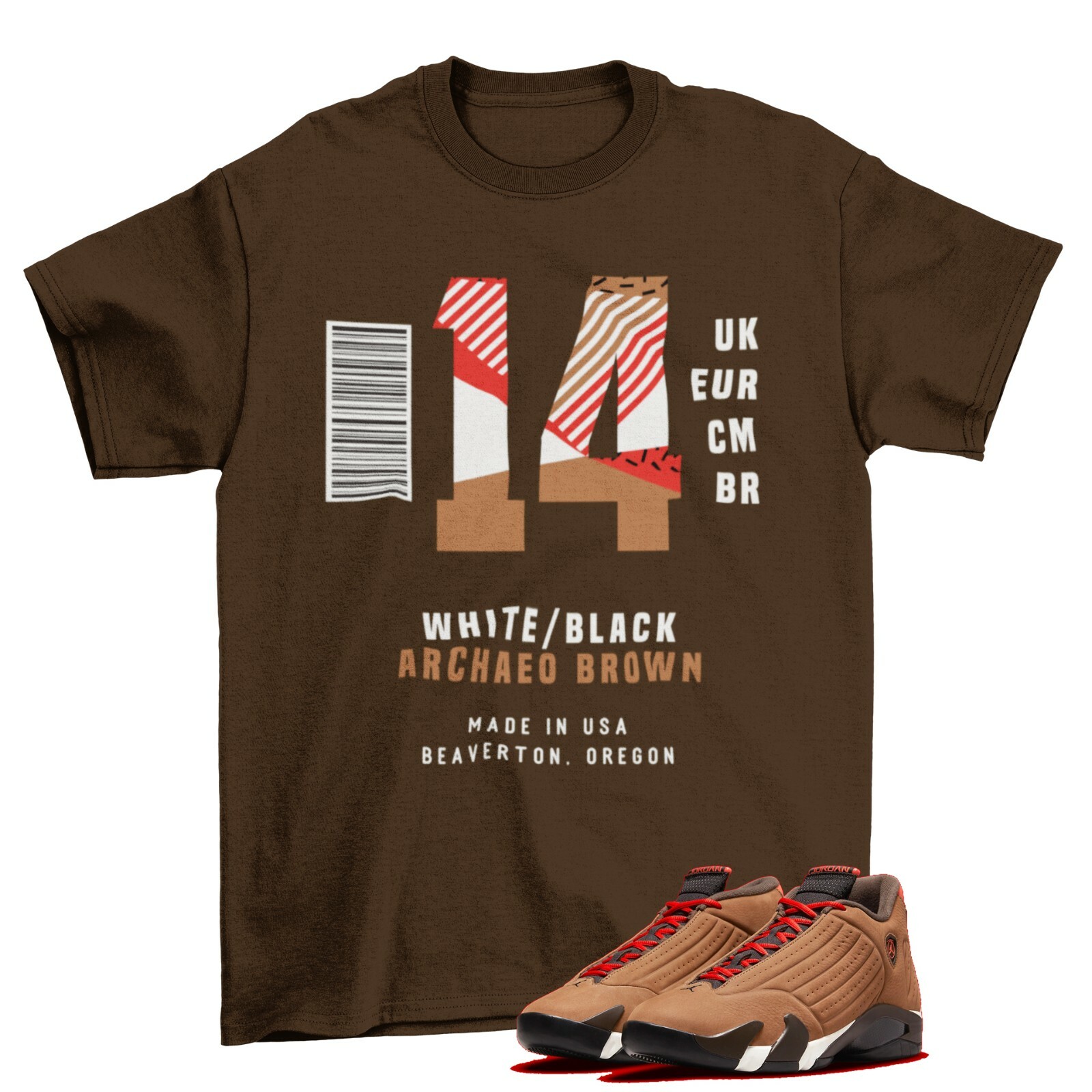 Box Label Shirt Brown to Match Air Jordan 14 Winterized / DO9406-200