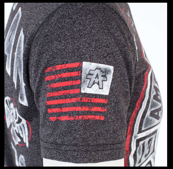 AMERICAN FIGHTER Heather Black CUMBERLAND Athletic Graphic T-shirt NWT