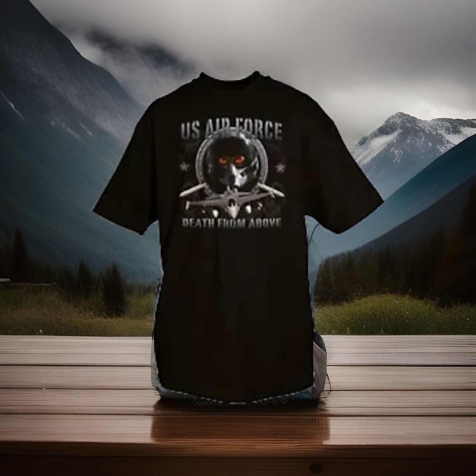 US AIR FORCE / DEATH FROM ABOVE – 100% COTTON S-SLEEVE MILITARY/VET T-SHIRT M