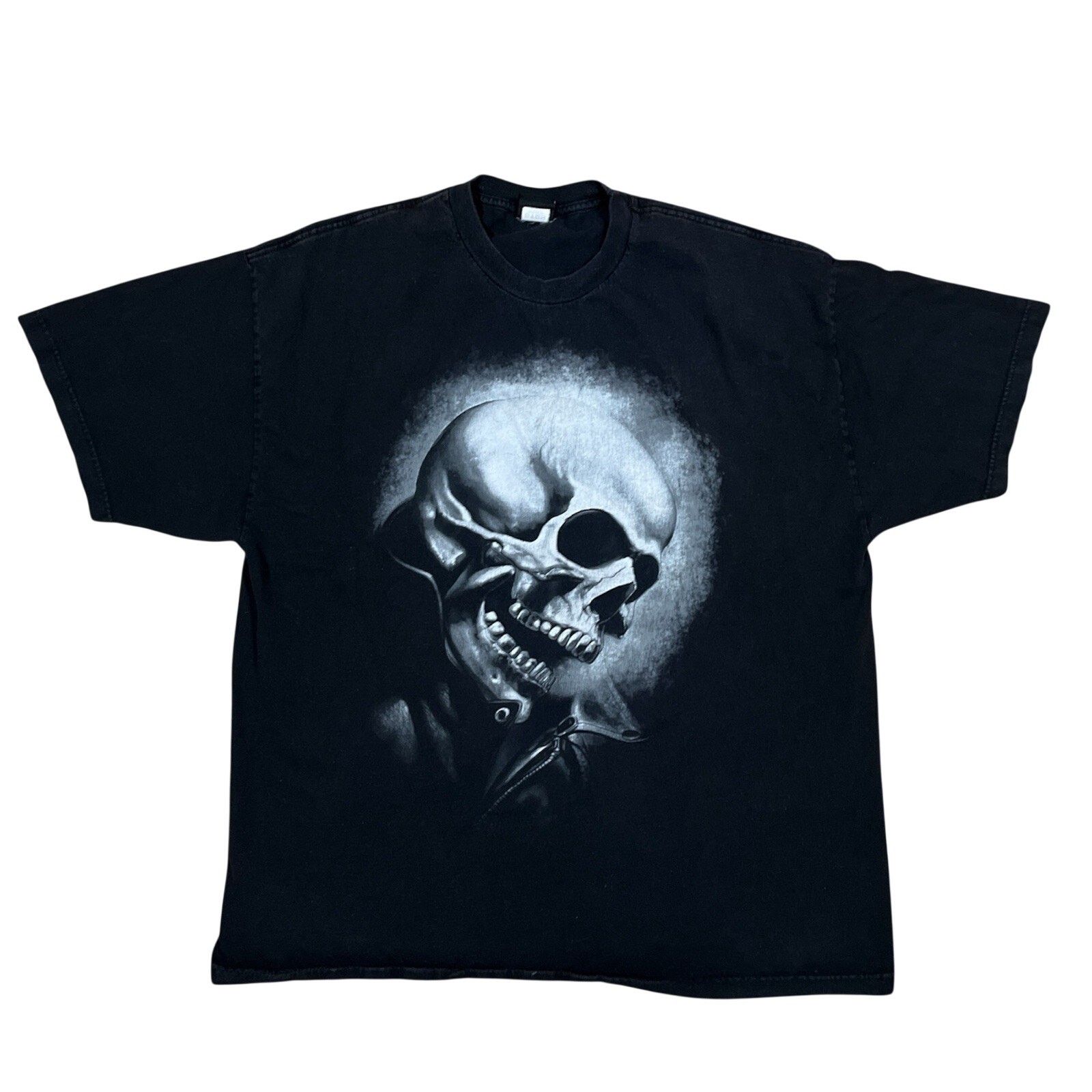 Vintage Marvel Mad Engine Ghost Rider Big Skull Black T-Shirt XXL 2XL Y2K