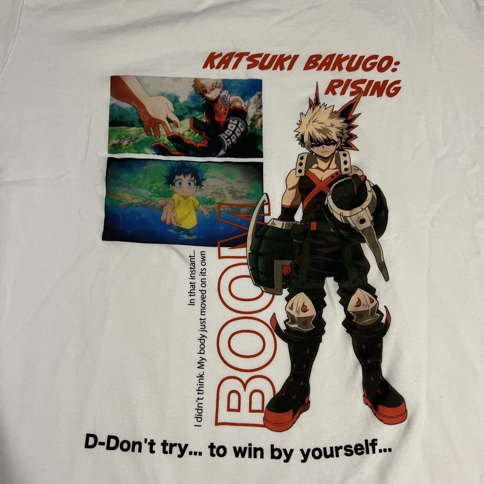 Uniqlo My Hero Academia Katsuki Bakugo Shirt Adult XXL White Short Sleeve Tee