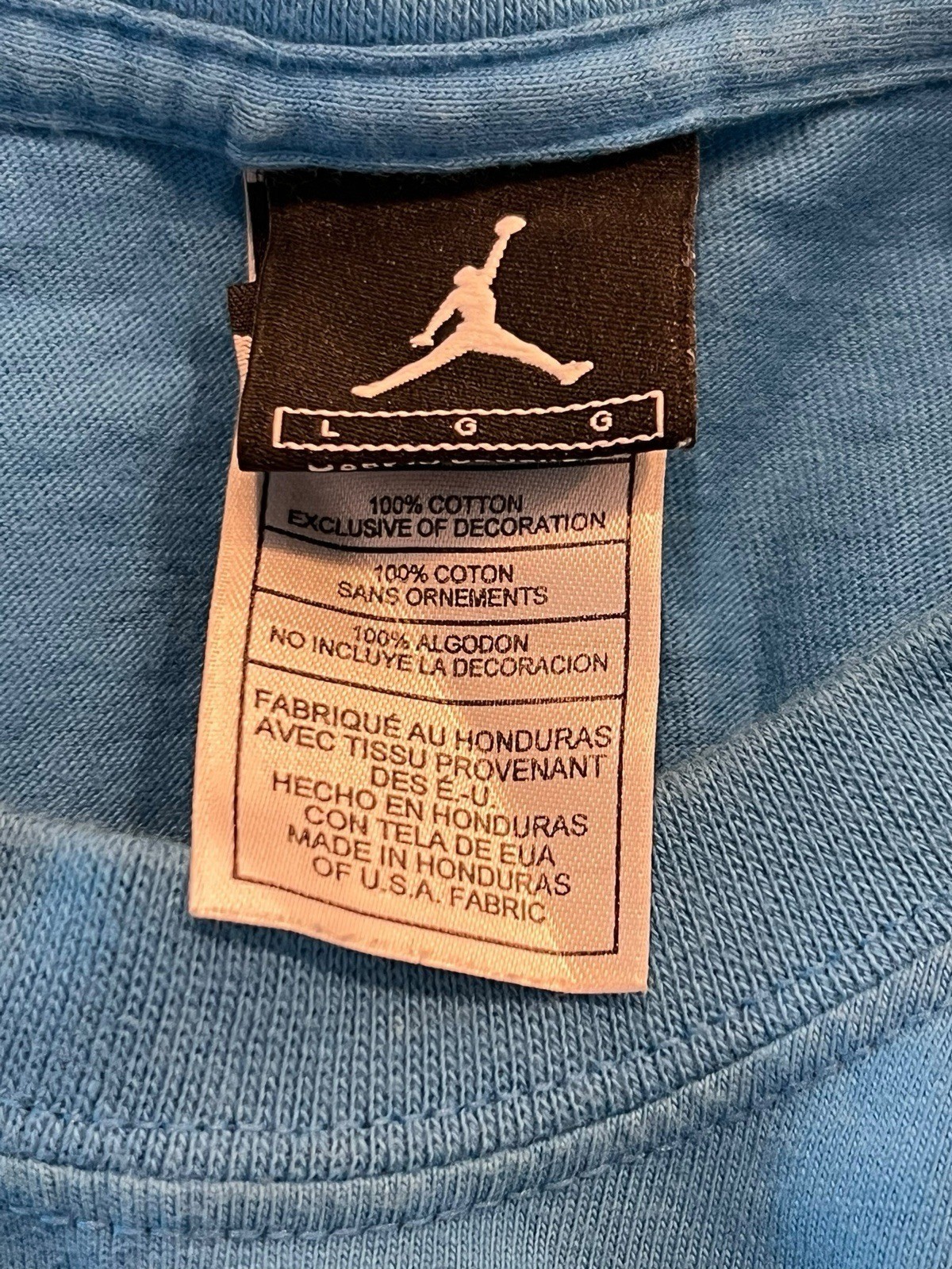 Air Jordan Men’s T-Shirt Large Sneaker Shoe Laces Short Sleeve Blue Shirt