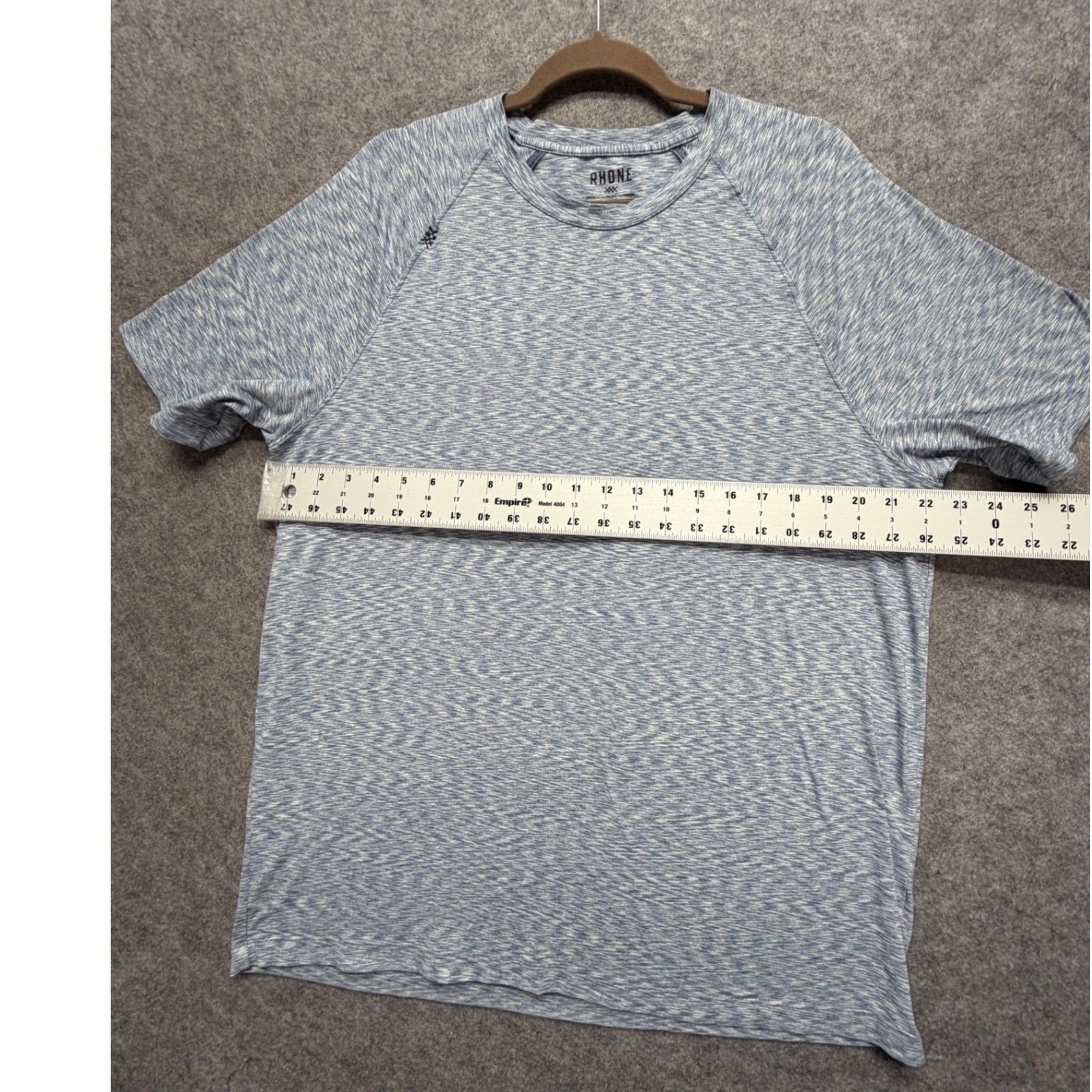 Rhone Reign Short Sleeve Training Tee Mens XL Blue Space Dye Heather Athletic