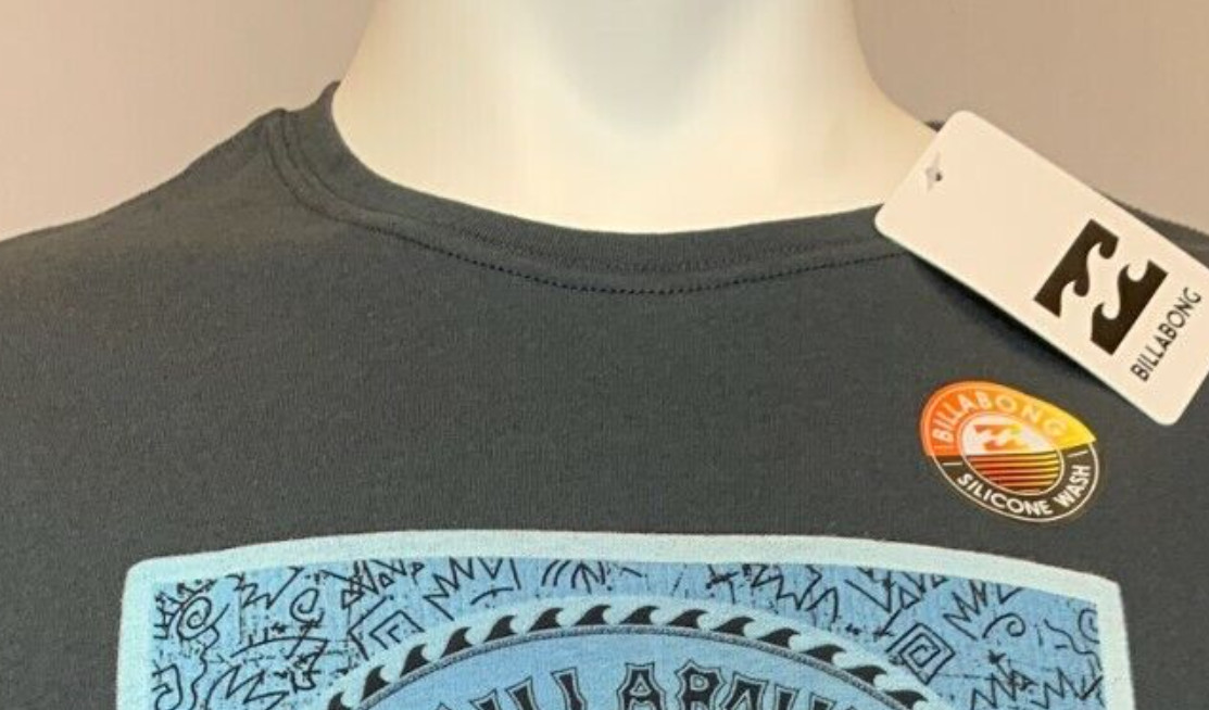 Billabong Mens Shirt Small Large Gray Short Sleeve Australia Slim Fit Graphic