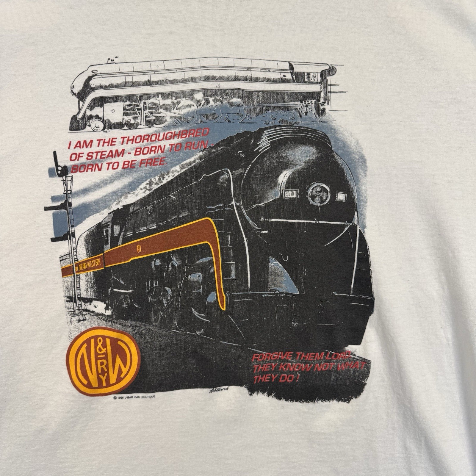 Vintage 1995 Norfolk & Western Railway T Shirt Steam Engine Trains XXL
