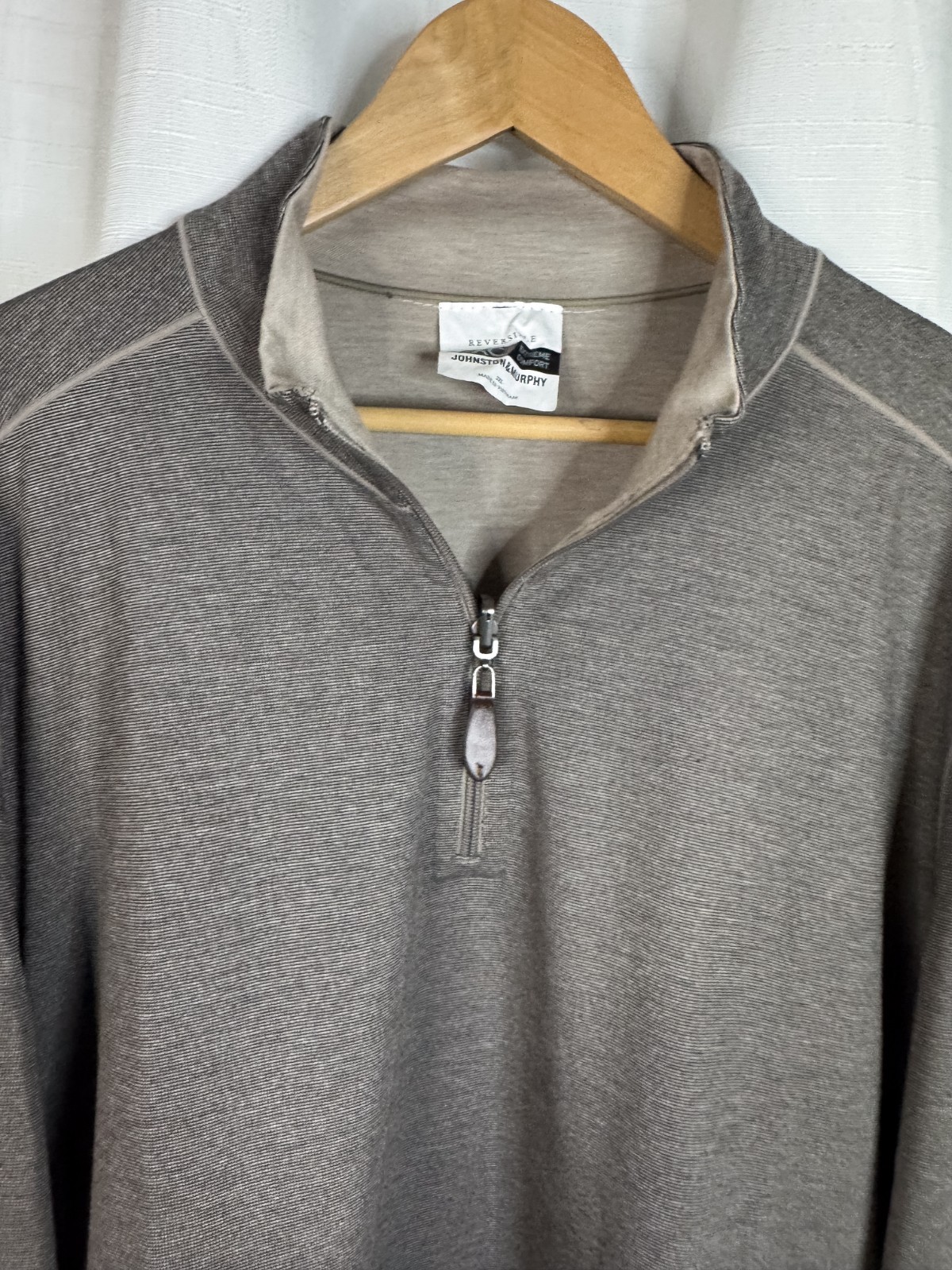 JOHNSTON & MURPHY XC4 Reversible 1/4 Zip Extreme Comfort Brown Tan Men’s XXL