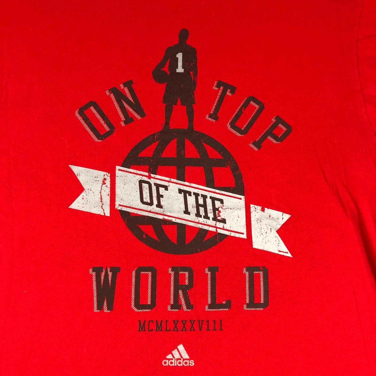Adidas Shirt Mens Extra Large Red Solid Graphic Basketball Minimal The To-Go Tee