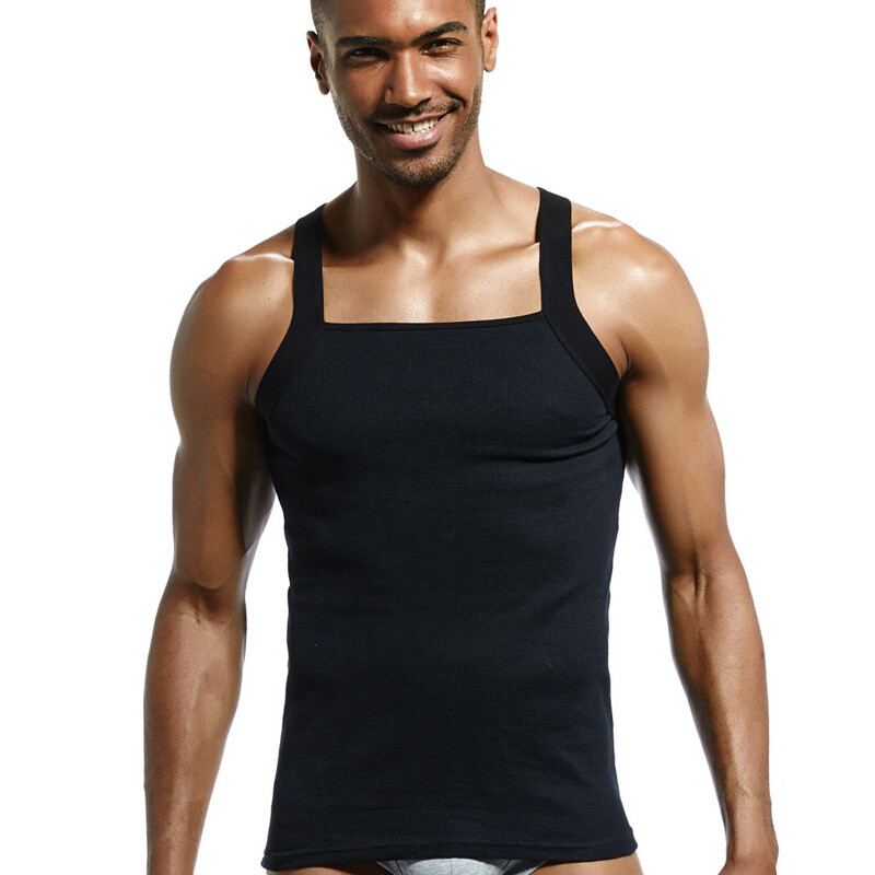 Men Slim Cotton Muscle Undershirts Sports Fitness Tank Tops Sleeveless Gym Vest