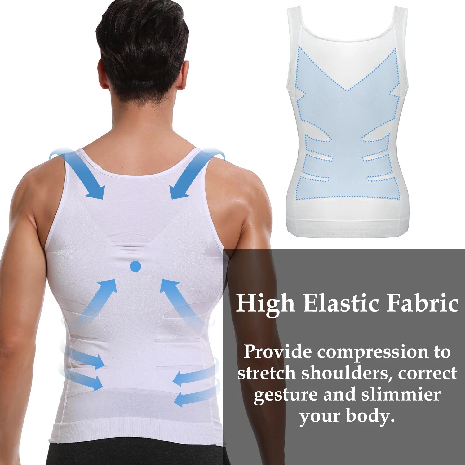 3 Pack Men’s Compression Shirt Slimming Body Shaper Vest Tummy Control Shapewear