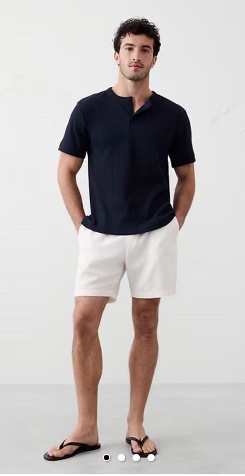 NWT Banana Republic Men’s Size L Navy Short Sleeve Textured Henley Shirt