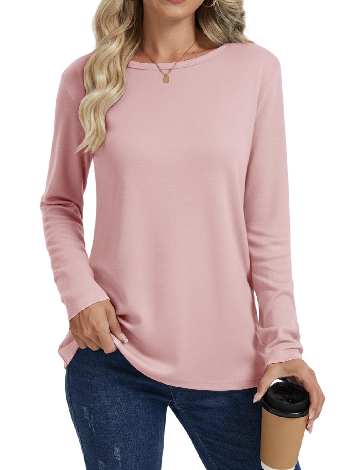 TShirts for Women Basic Long Sleeve Shirt Crew Neck Ladies Long Sleeve Elegant…