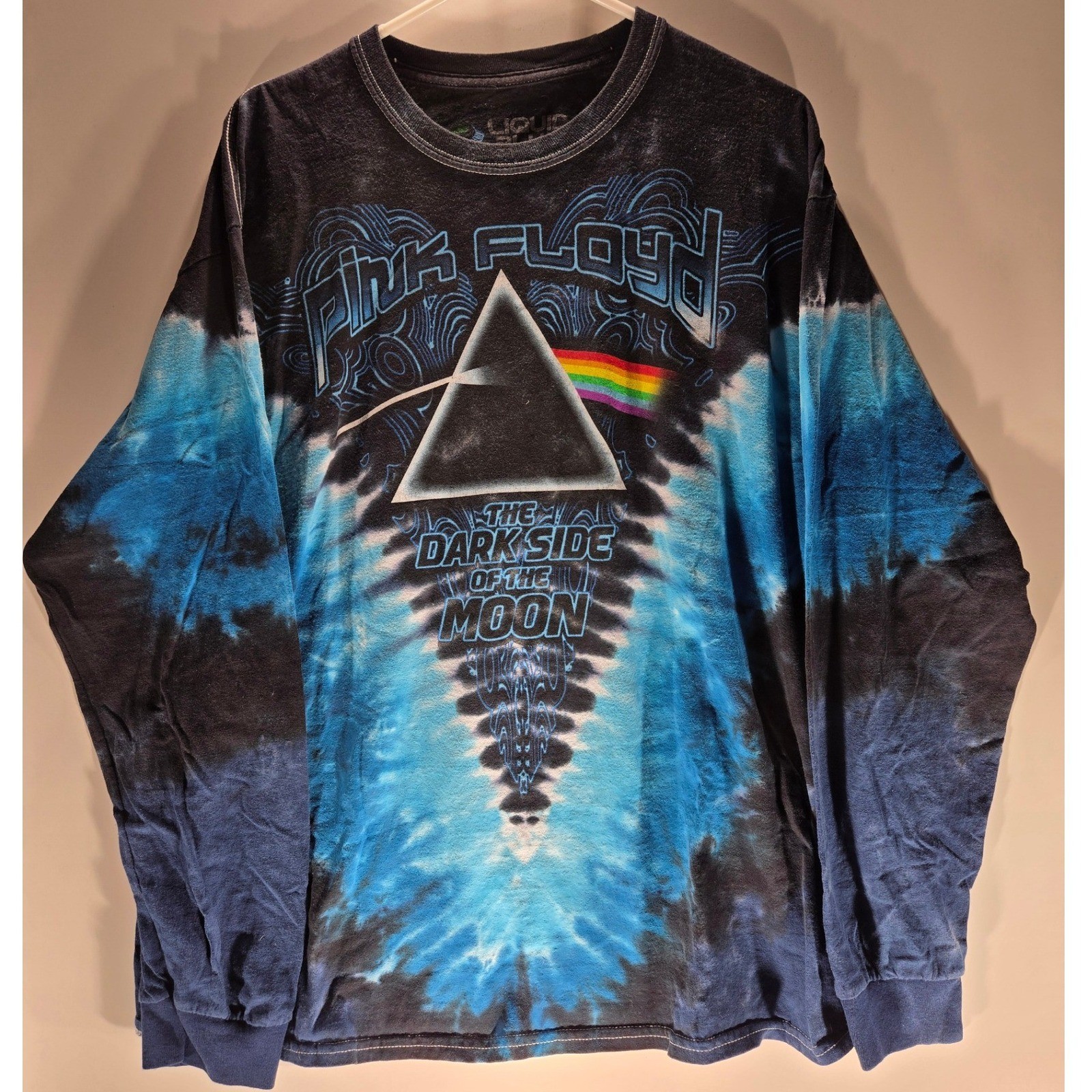 Liquid Blue Pink Floyd Dark Side of the Moon Tie Dye Long Sleeve Shirt XL