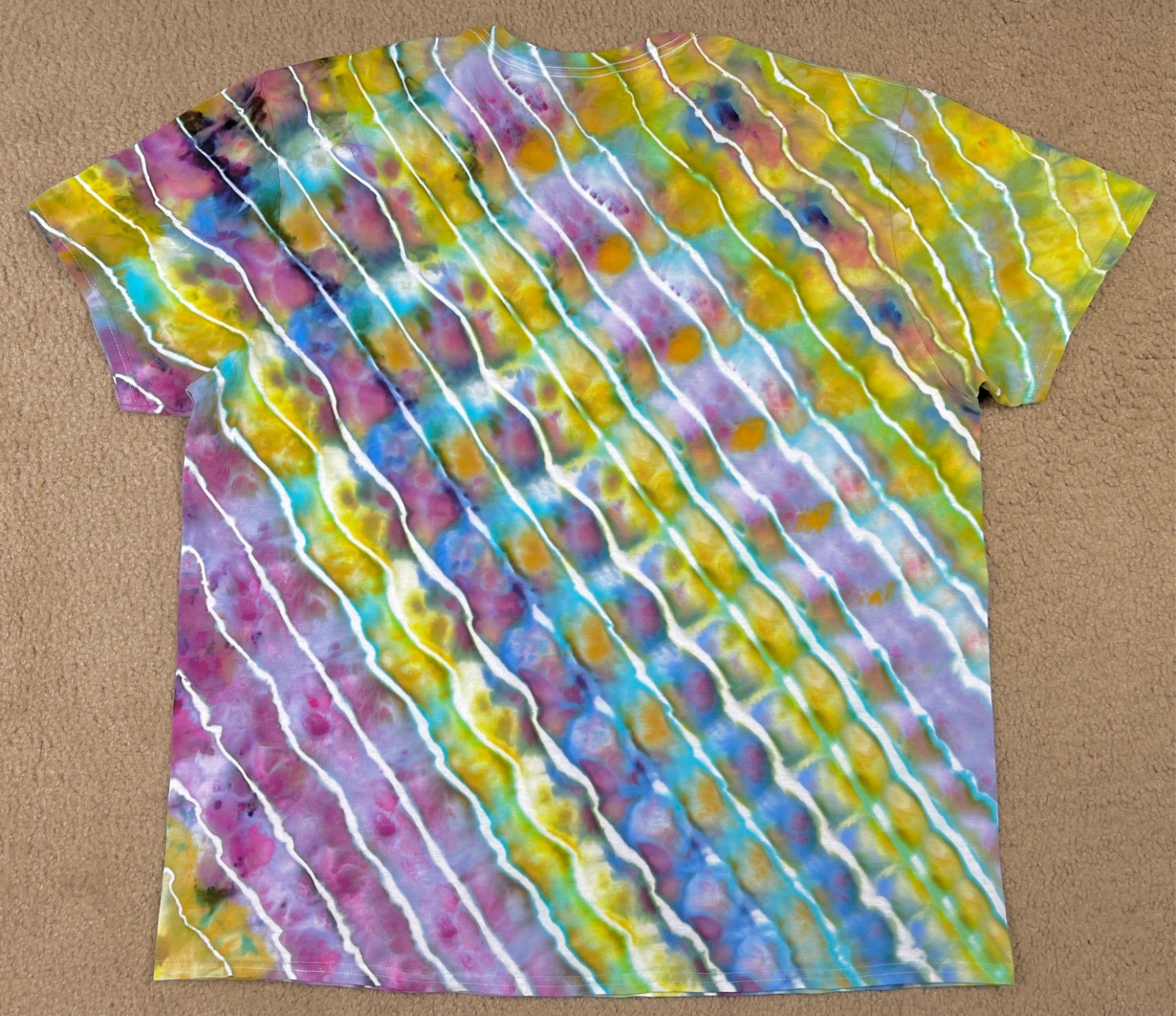 Handmade Ice Tie Dye T-Shirt 2XL Mens Womens Soft Cotton Rolled Ice Dye