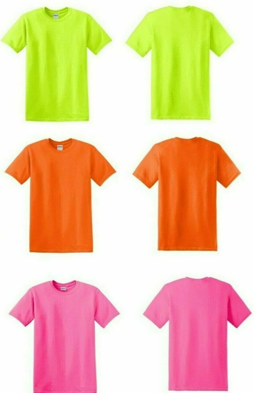 Gildan High Visibility T-Shirts, Safety Yellow Green Orange Pink, Men S-5XL ANSI