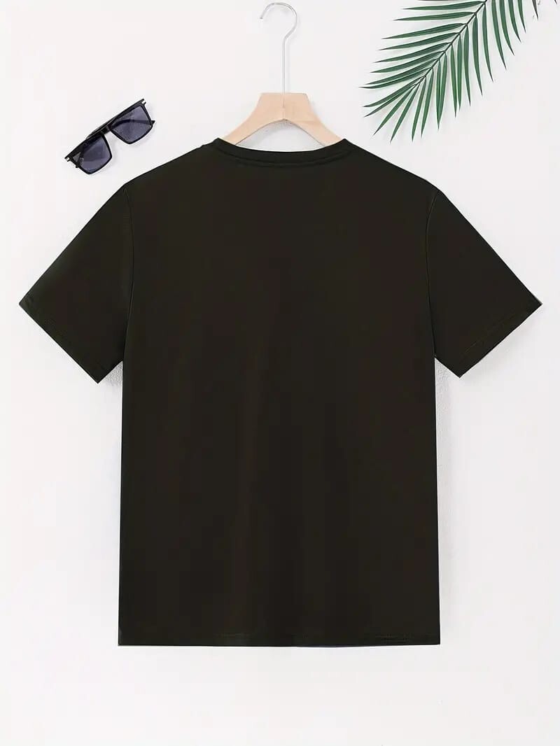 Men’s Classic Solid Plain Cotton Round Hem Scallop Essentials Tshirt S-2XL