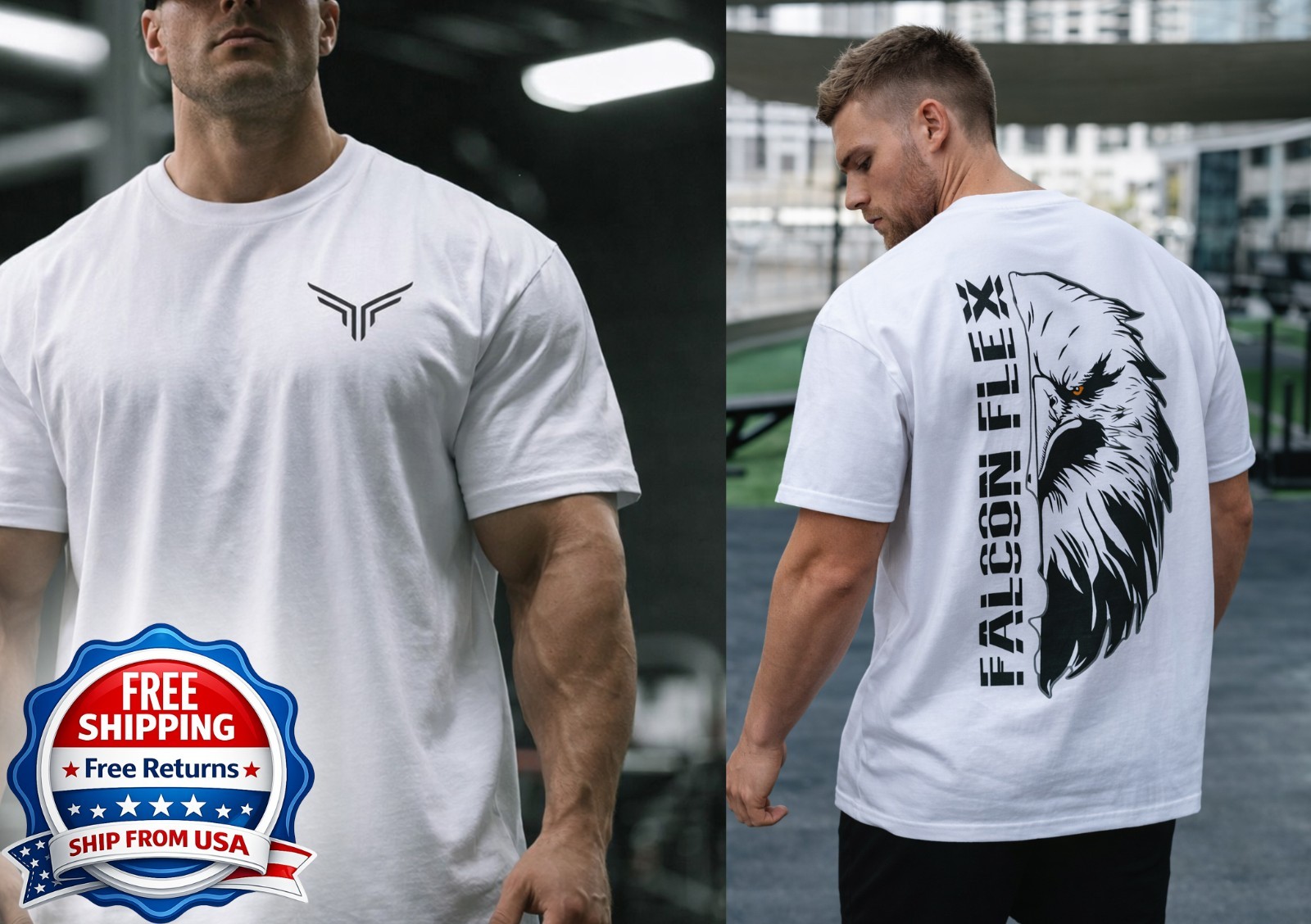 Men’s Heavyweight Eagle Workout Cotton Oversized Printed Tshirt For Gym Casual