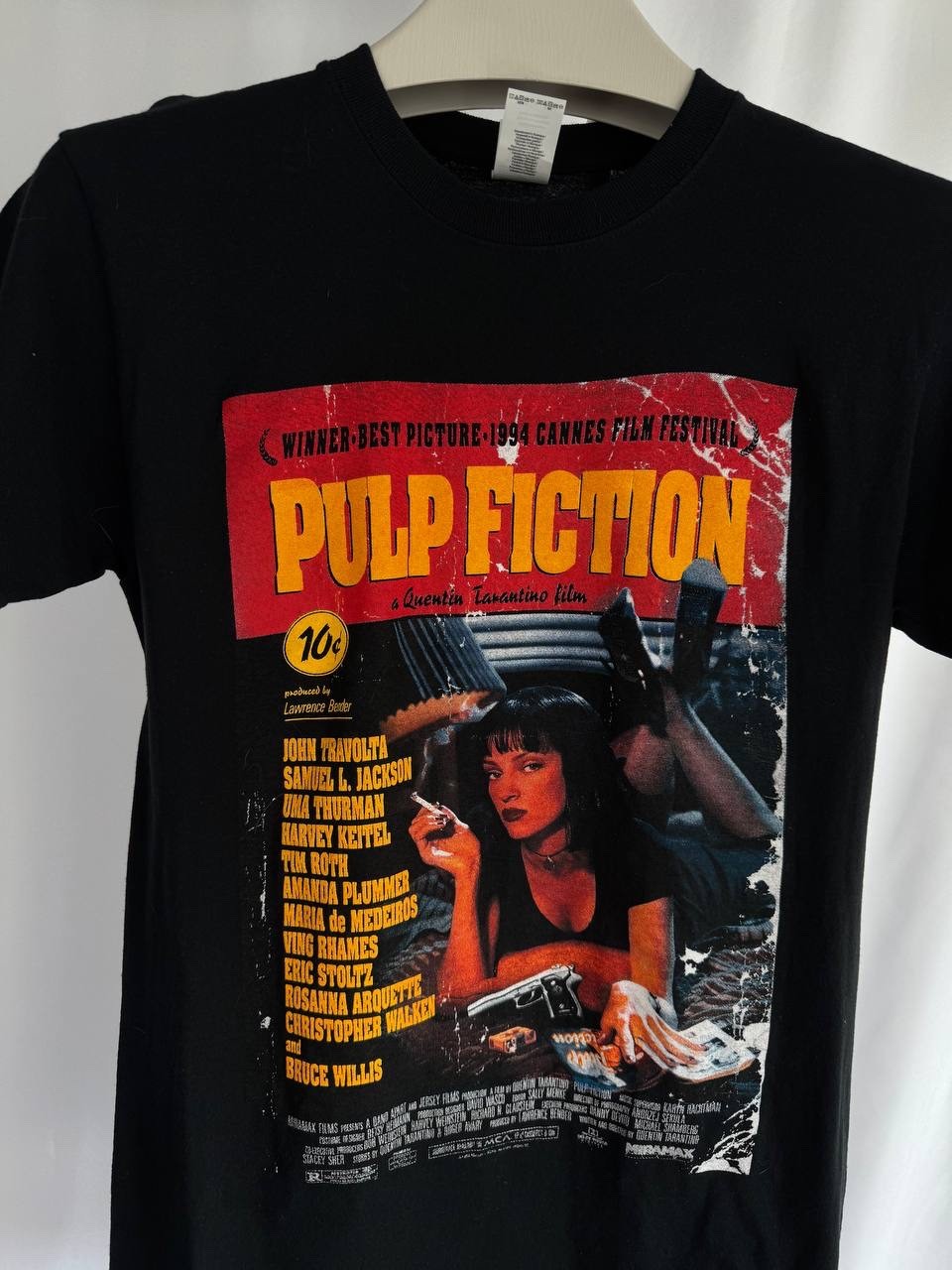 Vintage Style Pulp Fiction Movie Poster T Shirt Uma Thurman Tarantino Tee Size:S