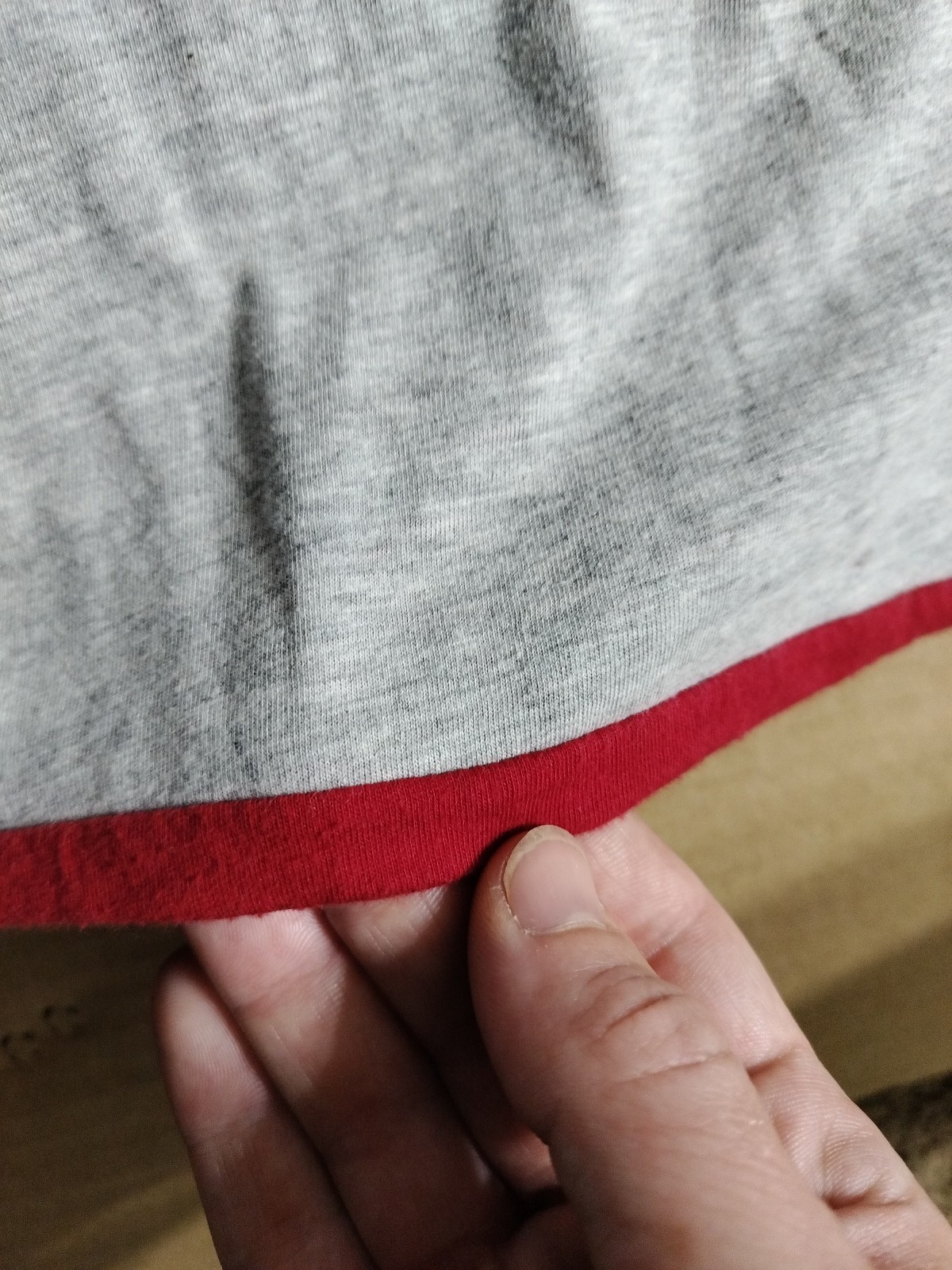 Vtg Red/Grey Lands End T Shirt Made USA Size 19.5 Pit Single Stitch No Size Tag