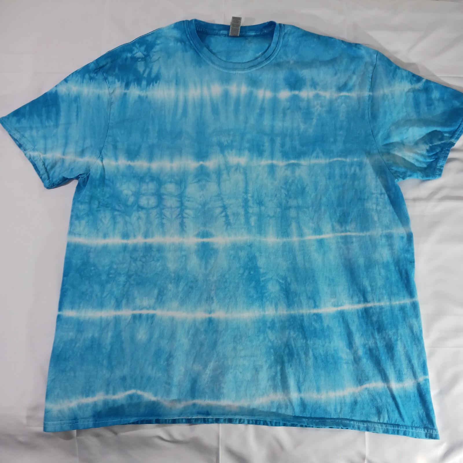 Gildan Tie Dye T Shirt Mens 3XL Blue White Striped Cotton Softstyle NWOT