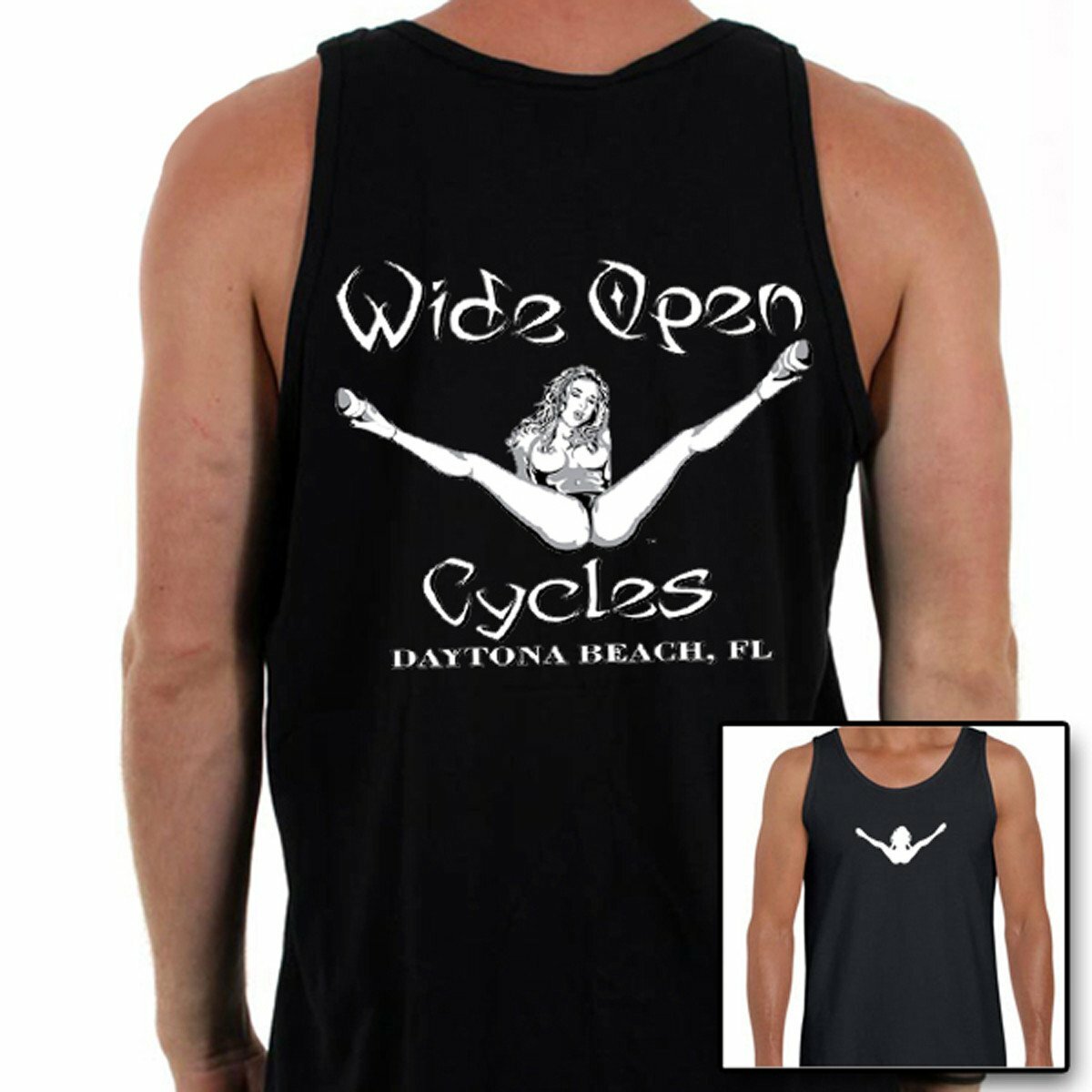 Original Wide Open Cycles Funny Offensive Stripper Biker Motorcycle Tank Top