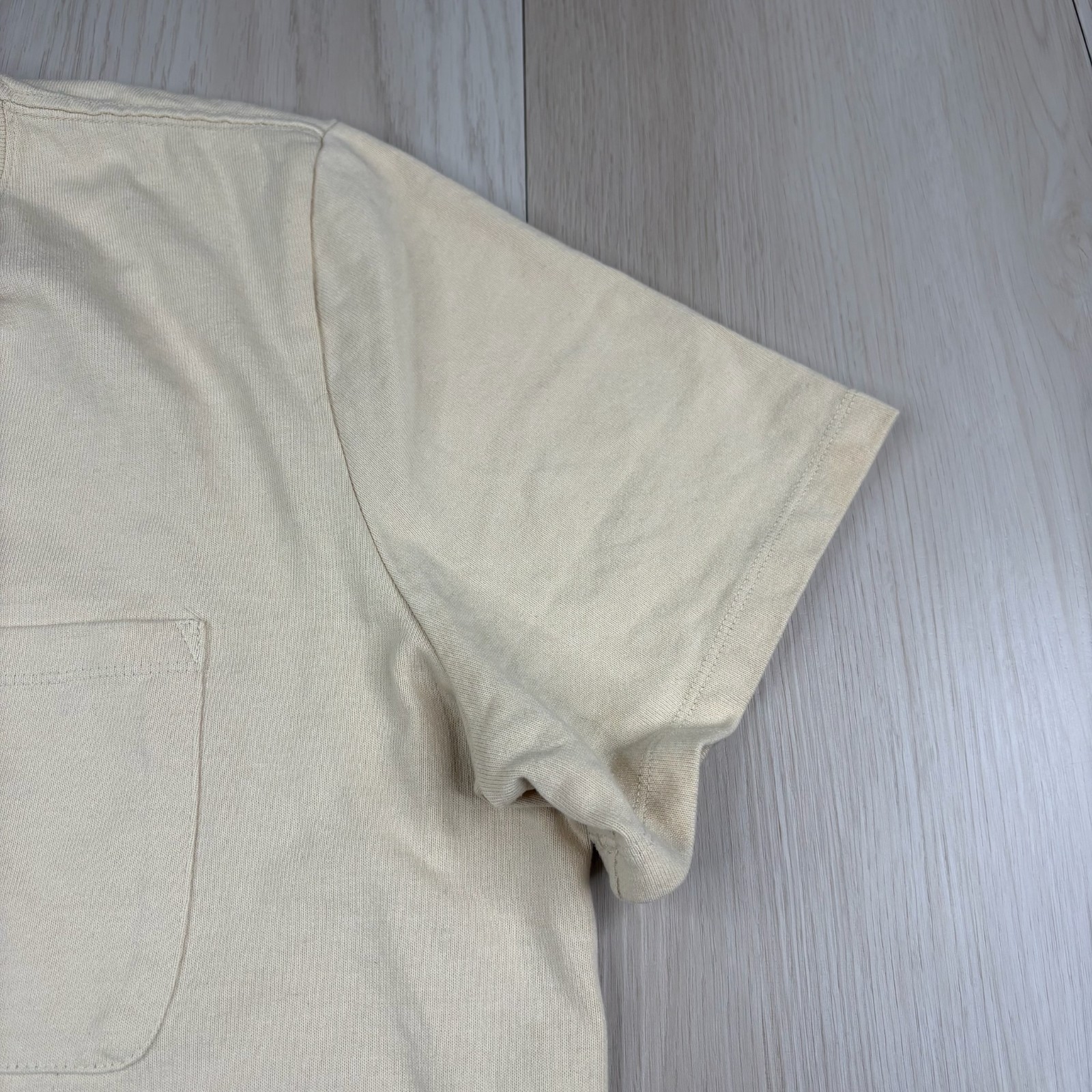 Taylor Stitch Mens Beige Knit Short Sleeve Everyday Wear Pocket T-Shirt Size 42