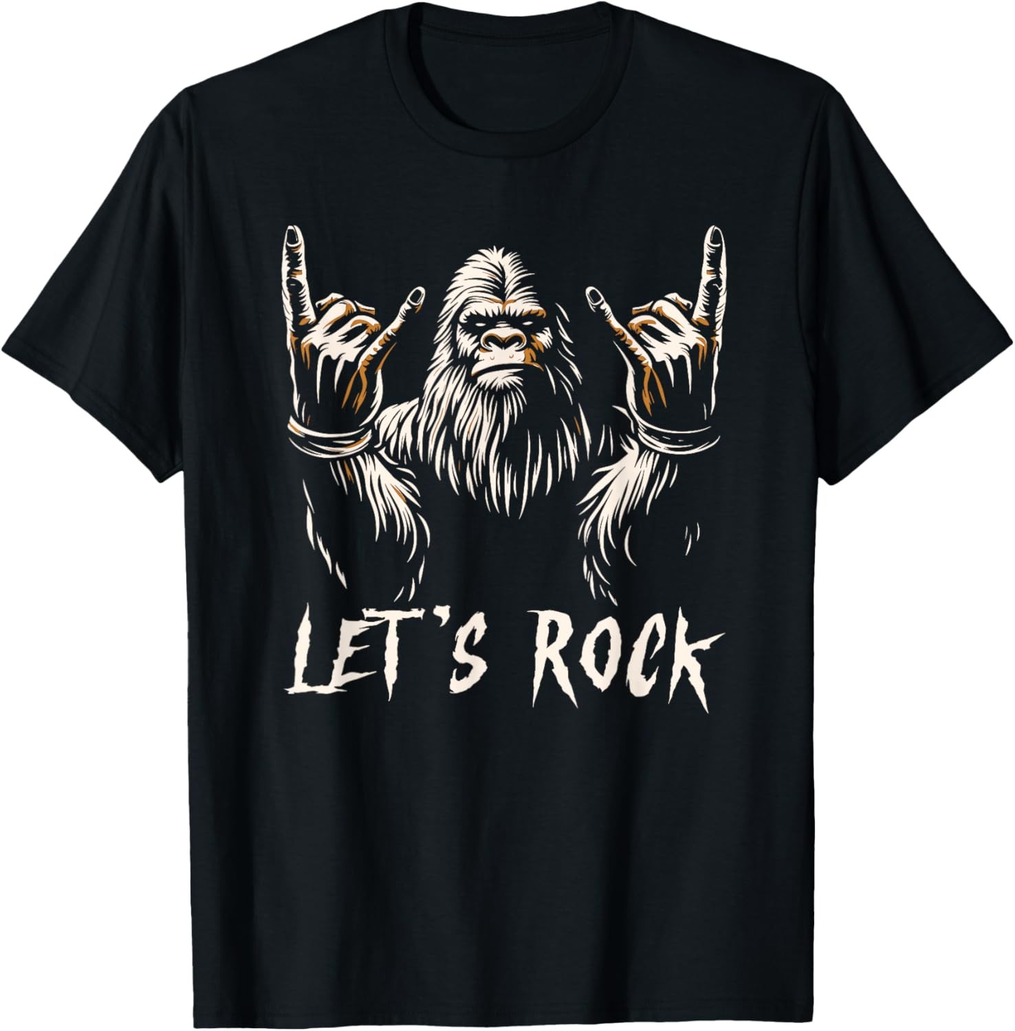 Bigfoot Rock On Funny Sasquatch Rock and Roll Let’s Rock T-Shirt