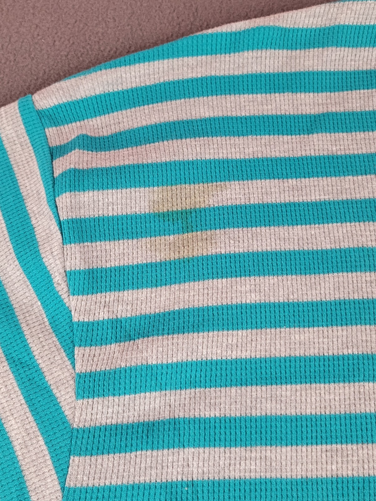 Evolution Mens 6XL Teal/Gray Striped Waffle Thermal T-shirt Long Sleeve