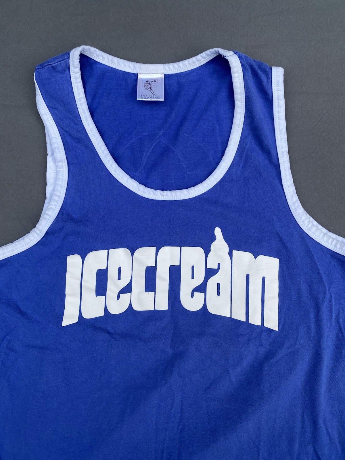 Icecream Men’s Blue Cotton Knit Skull Logo Graphic Print Tank Top Size M 0069